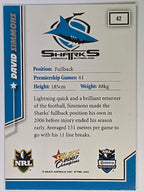 NRL 2007 Champions Base Card #42 David Simmons Cronulla Sutherland Sharks