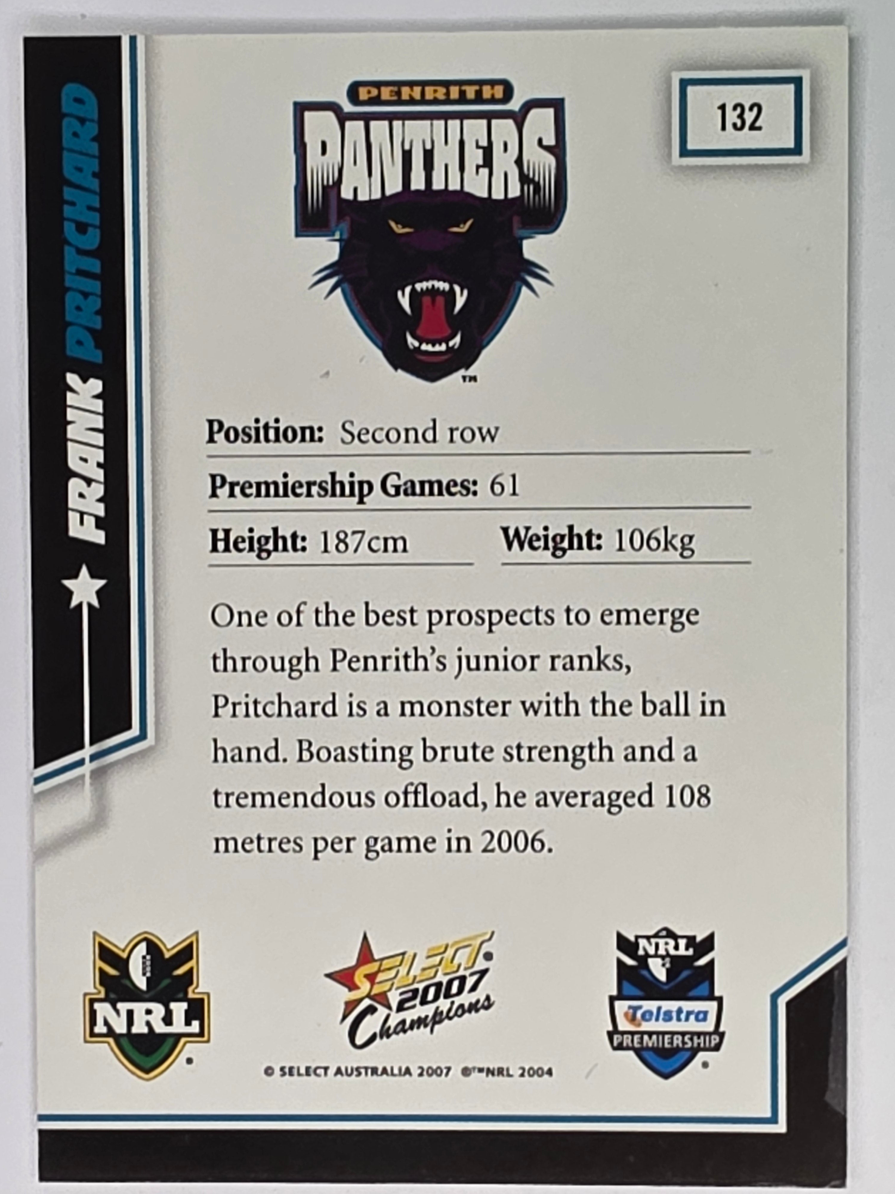 NRL 2007 Champions Base Card #132 Frank Pritchard Penrith Panthers