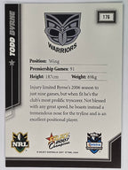 NRL 2007 Champions Base Card #176 Todd Byrne New Zealand Warriors