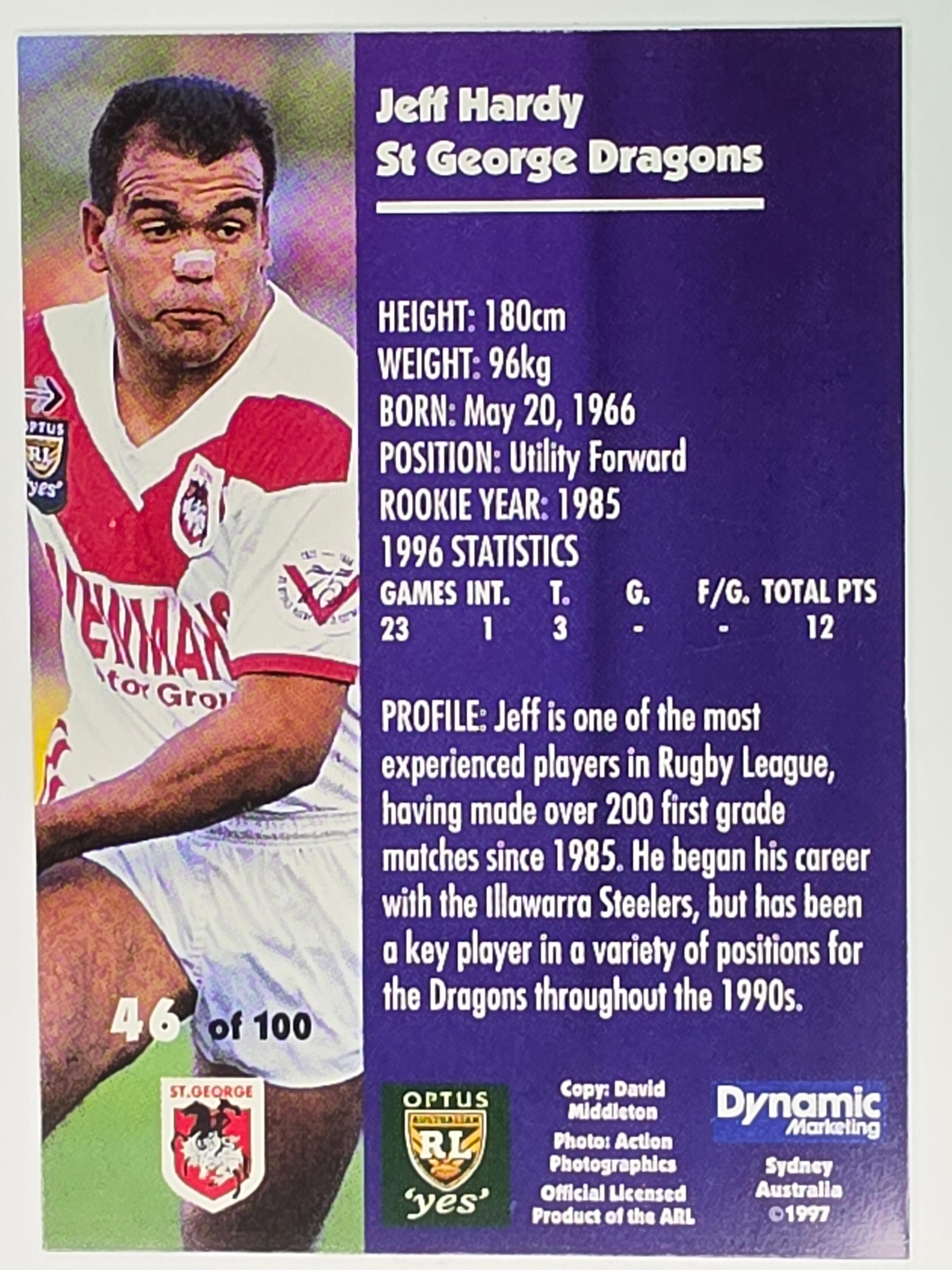 1997 Dynamic Fatty  Fun Pack Base Card #46 Jeff Hardy St George Dragons