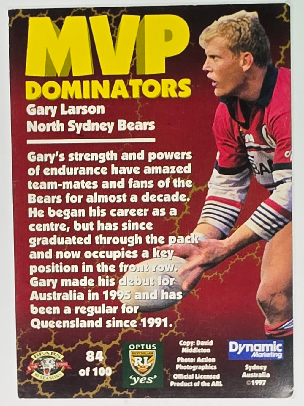 1997 Dynamic Fatty  Fun Pack Base Card #84 Gary Larson North Sydney Bears