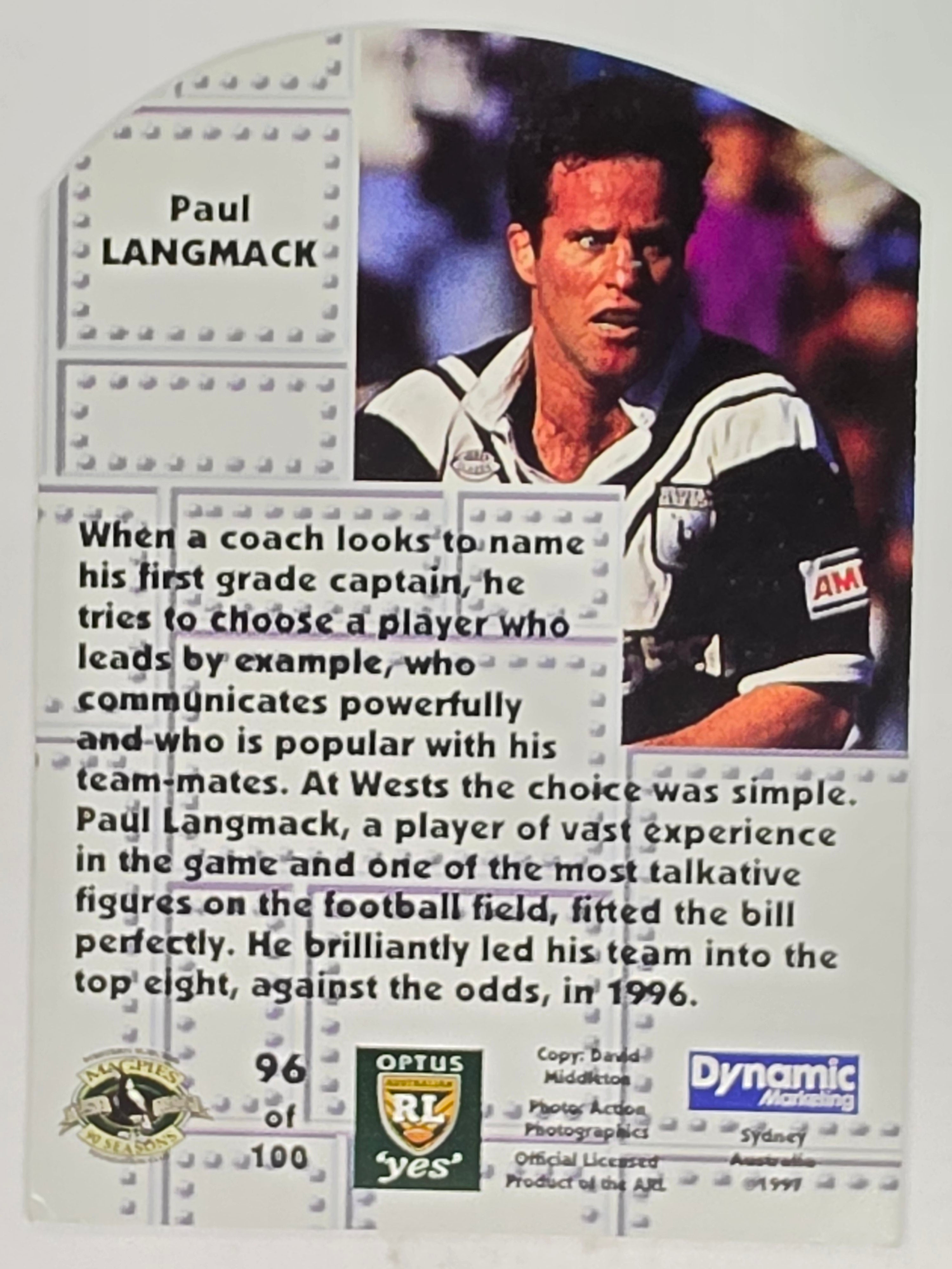 1997 Dynamic Fatty  Fun Pack Base Card #96 Paul Langmack Western Suburbs Magpies