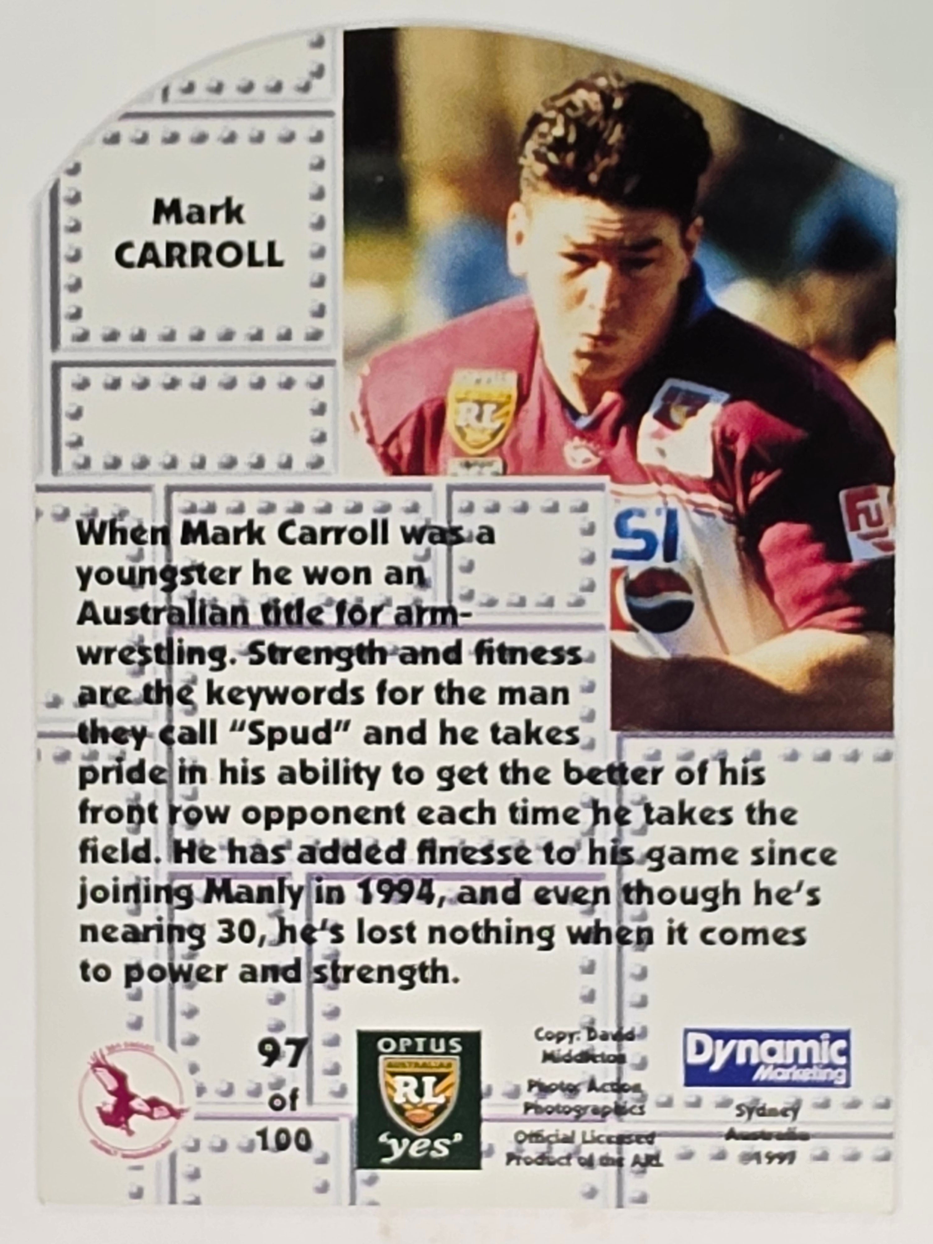 1997 Dynamic Fatty  Fun Pack Base Card #97 Mark Carroll Manly Warringah Sea Eagles
