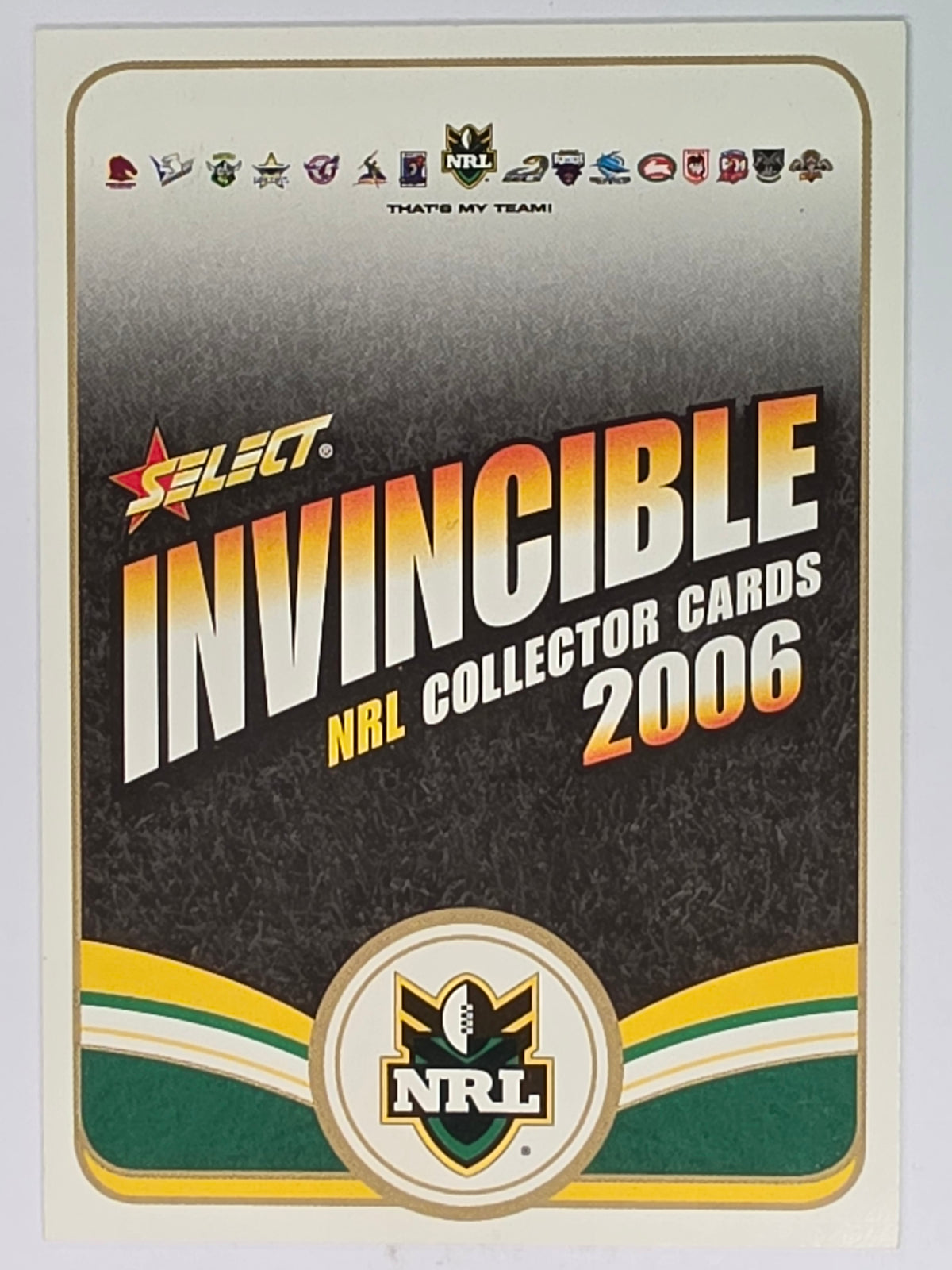 NRL 2006 Invincible Base Card #1 Checklist