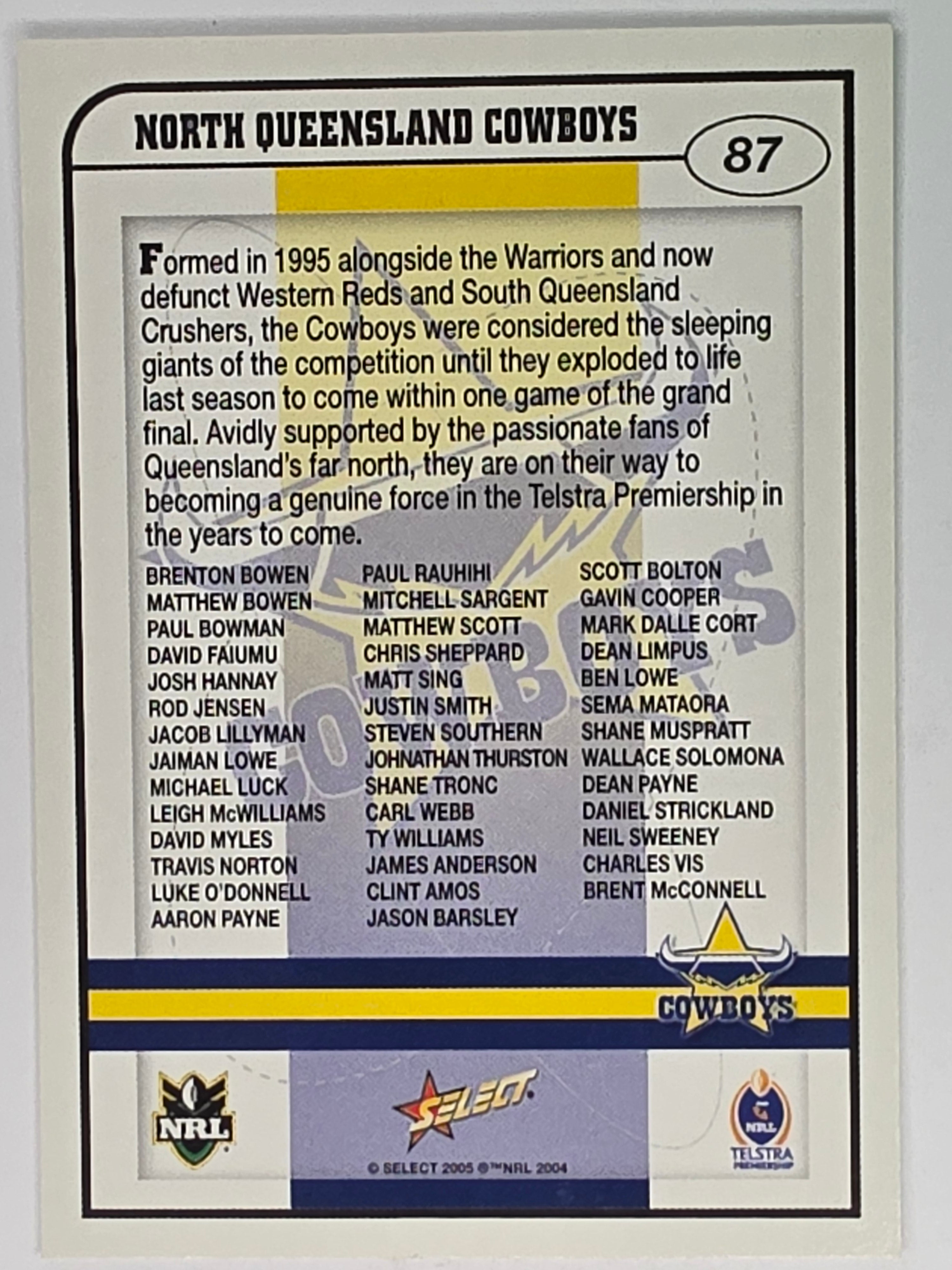 NRL 2005 Power Base Card #87 North Queensland Cowboys Logo