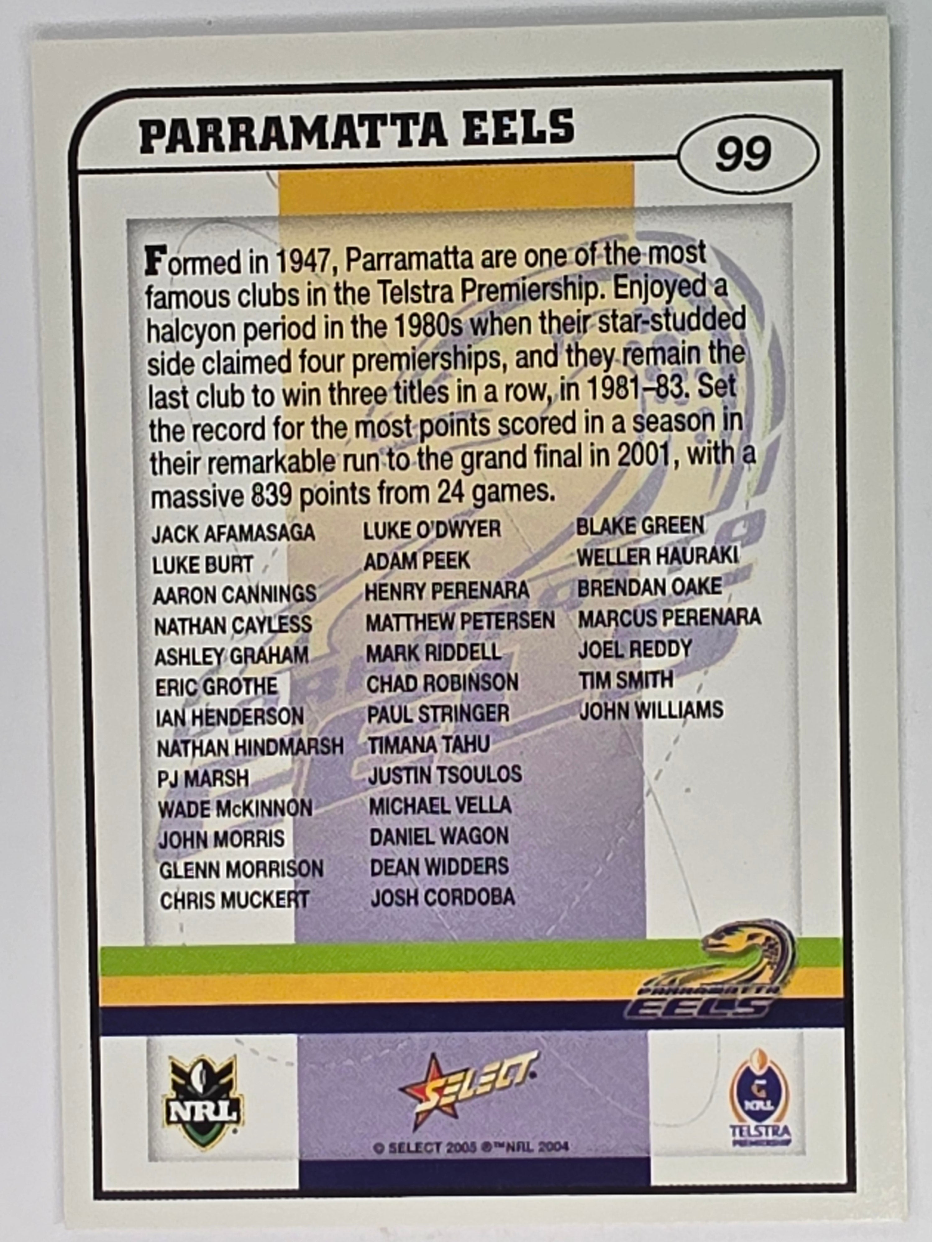 NRL 2005 Power Base Card #99 Parramatta Eels Logo