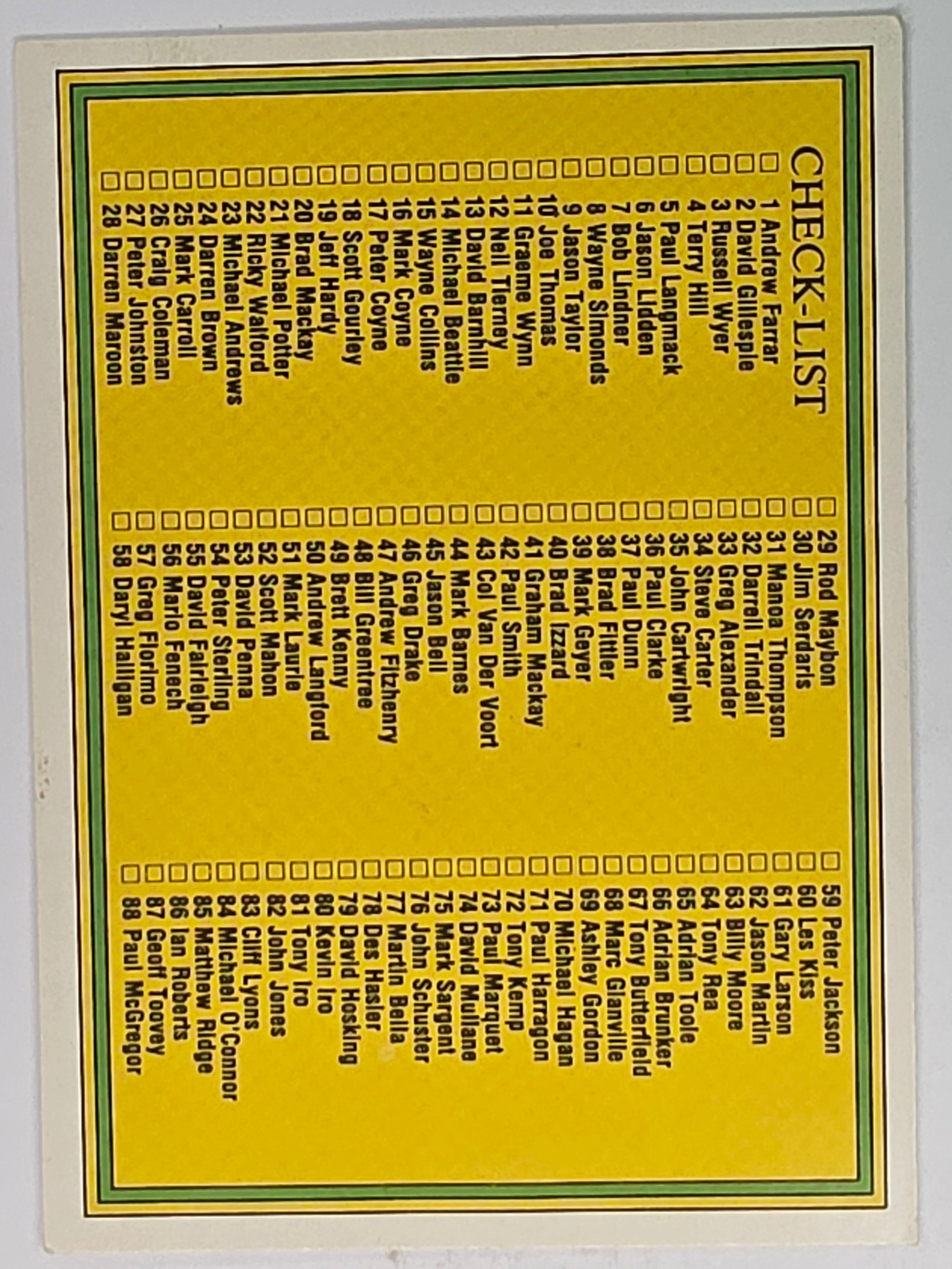 NRL 1992 Regina Base Card #176 Checklist