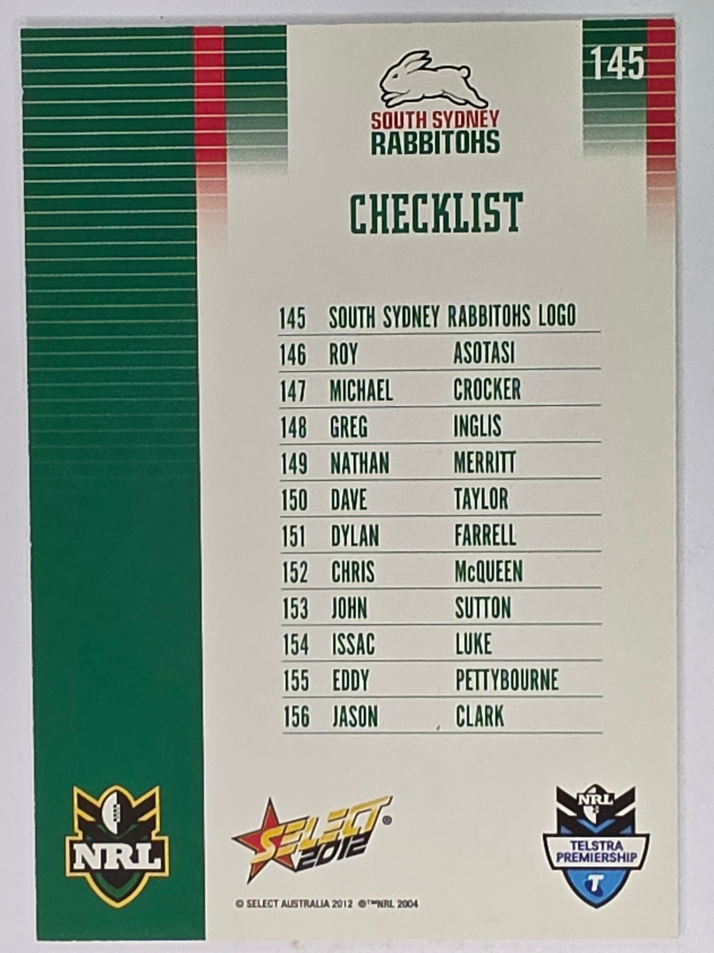 NRL 2012 Champions Base Card #145 South Sydney Rabbitohs Logo