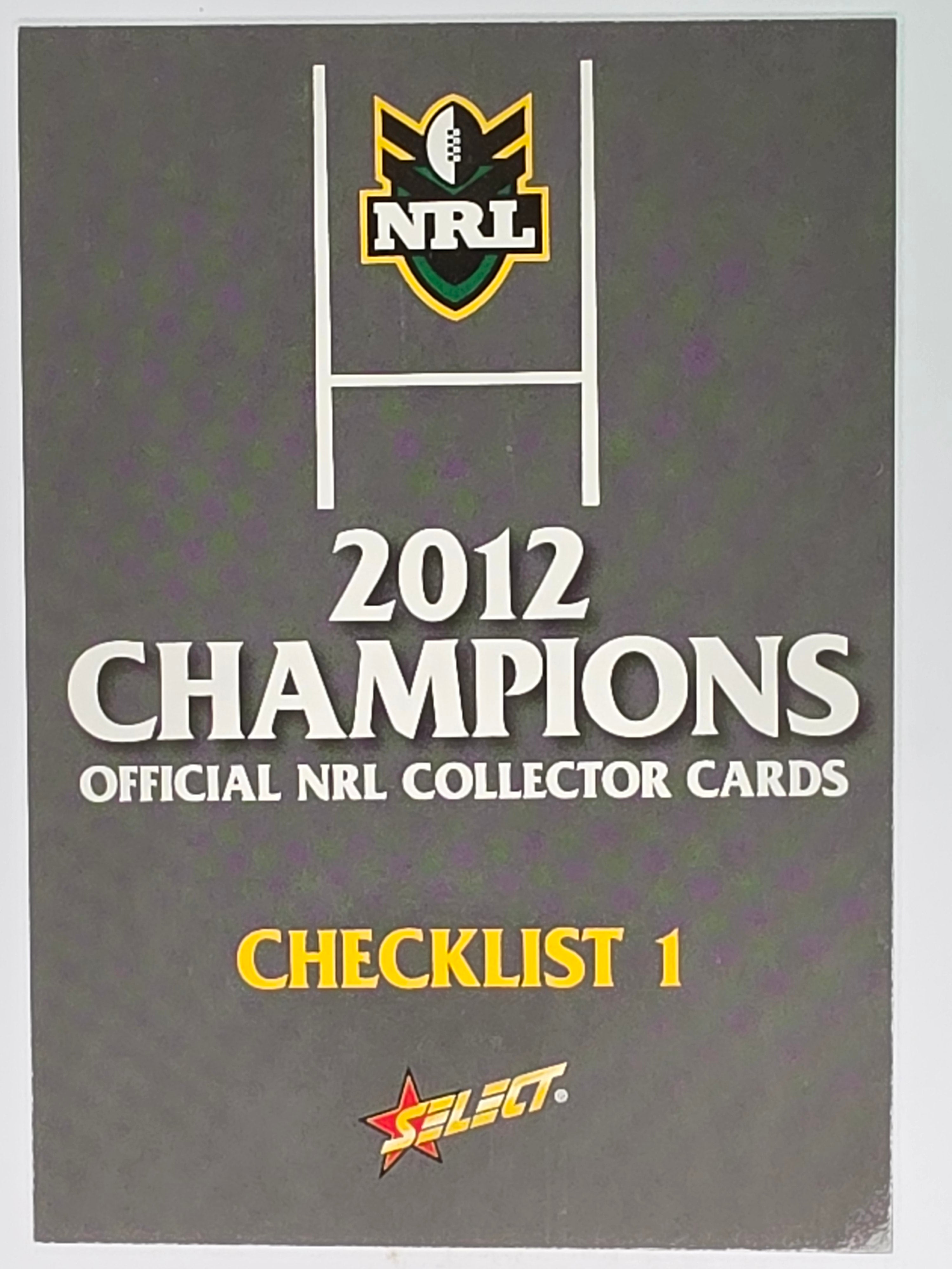 NRL 2012 Champions Base Card #193 Checklist 1