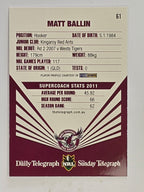 NRL 2012 Daily Telegraph | #061 Matt Ballin | Manly Warringah Sea Eagles