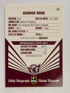 NRL 2012 Daily Telegraph | #067 George Rose | Manly Warringah Sea Eagles