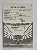 NRL 2012 Daily Telegraph | #172 Jacob Lillyman | New Zealand Warriors