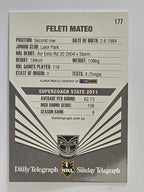 NRL 2012 Daily Telegraph | #177 Feleti Mateo | New Zealand Warriors