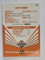 NRL 2012 Daily Telegraph | #192 Lote Tuqiri | Wests Tigers
