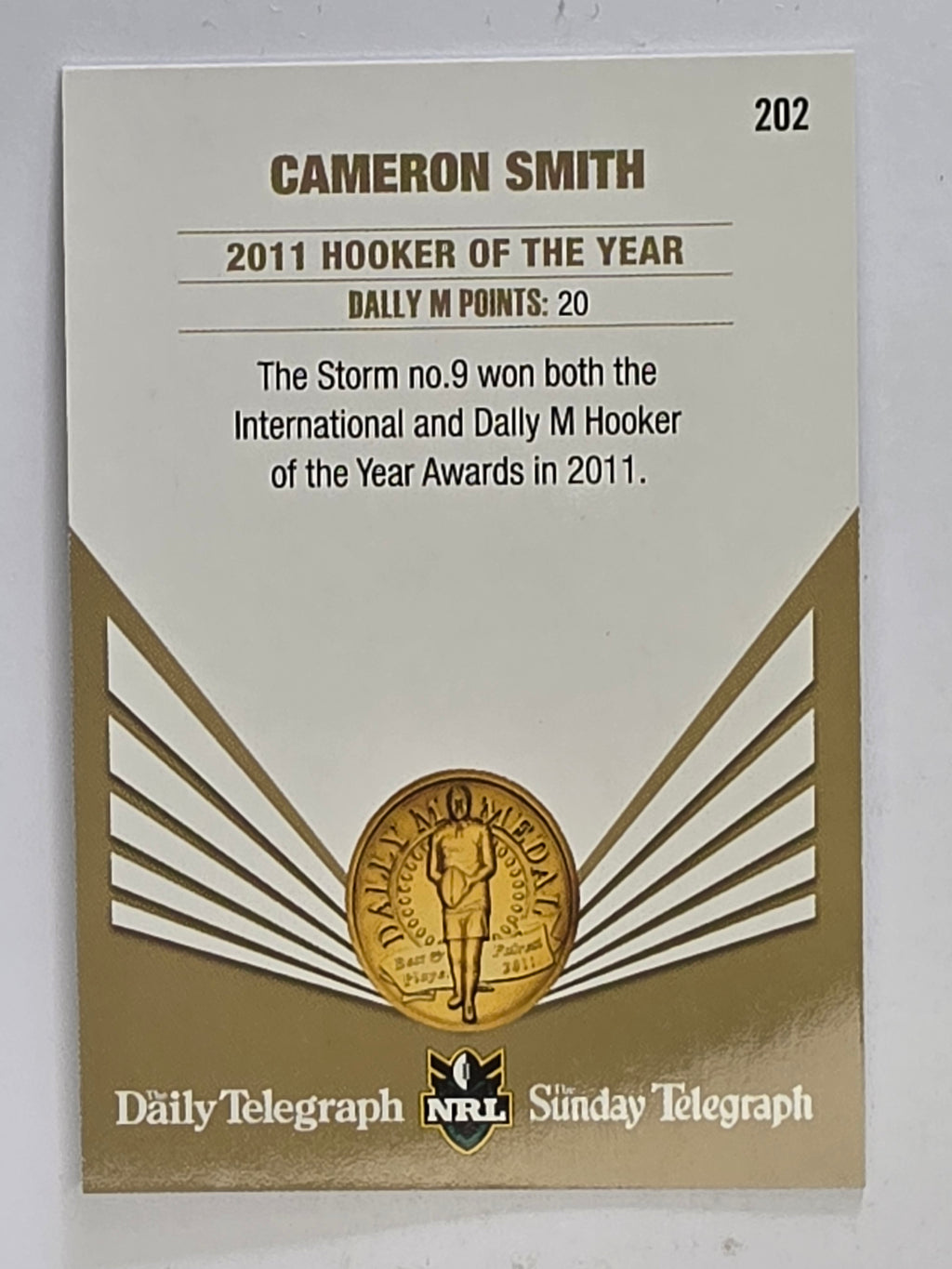 NRL 2012 Daily Telegraph | #202 Cameron Smith Dally M