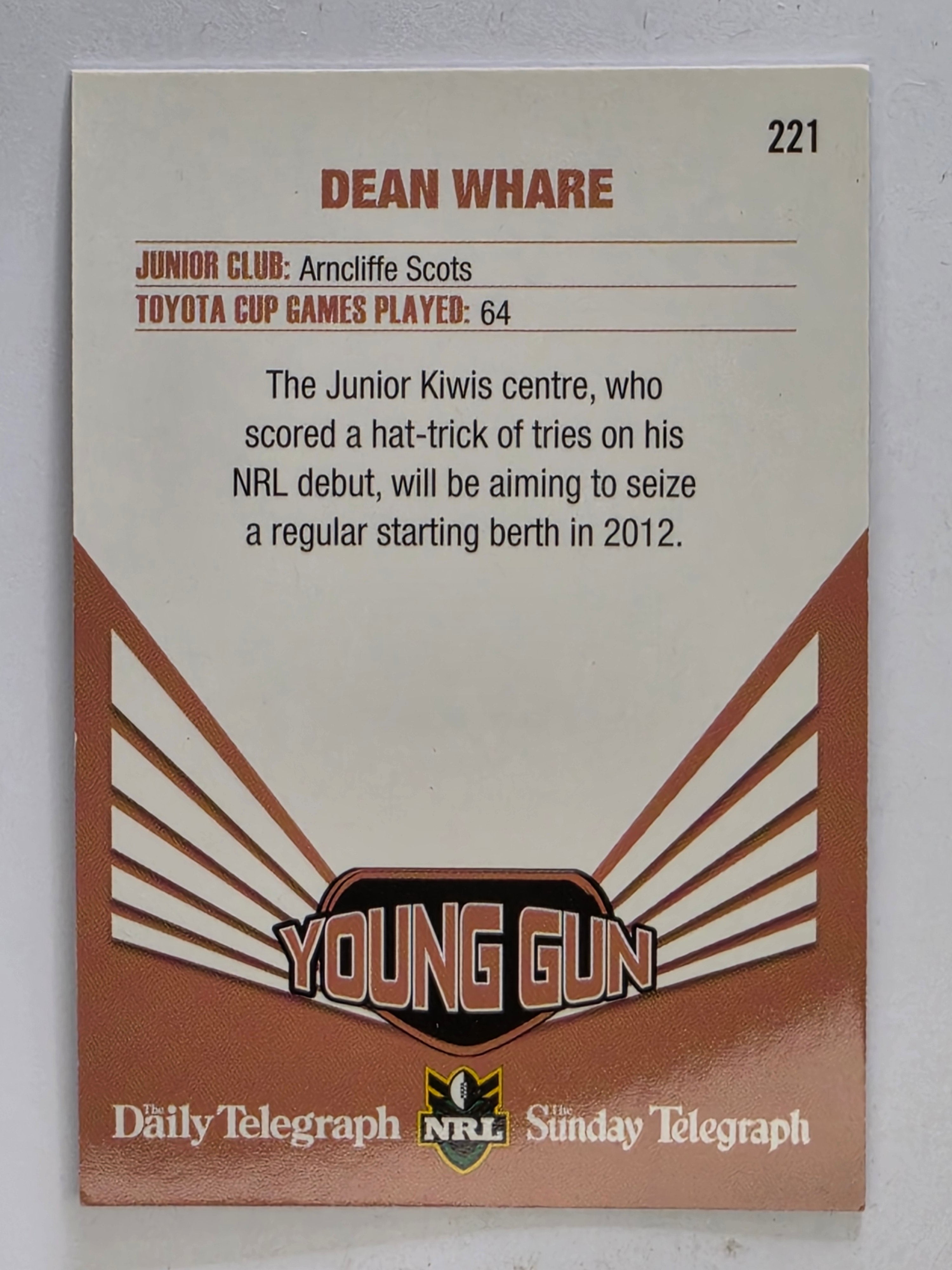 NRL 2012 Daily Telegraph | #221 Dean Whare Young Gun