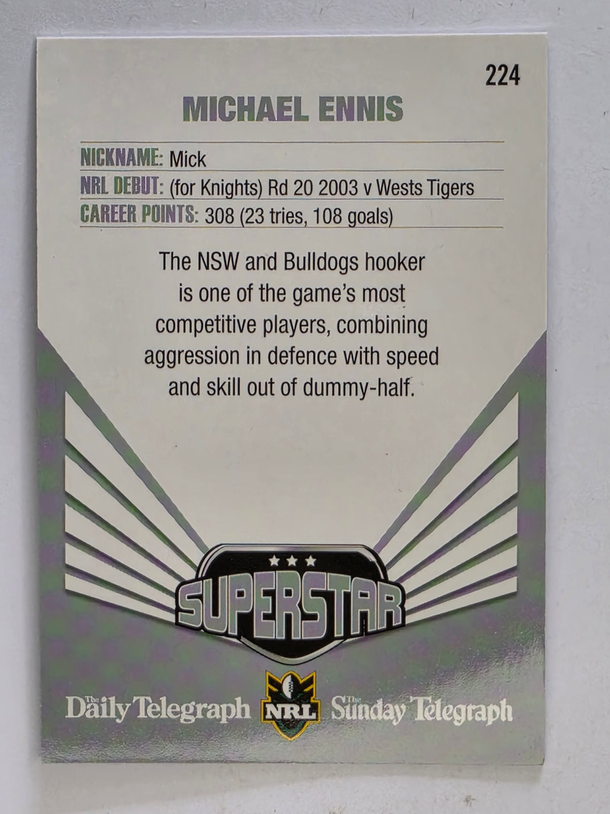 NRL 2012 Daily Telegraph | #224 Michael Ennis Superstar