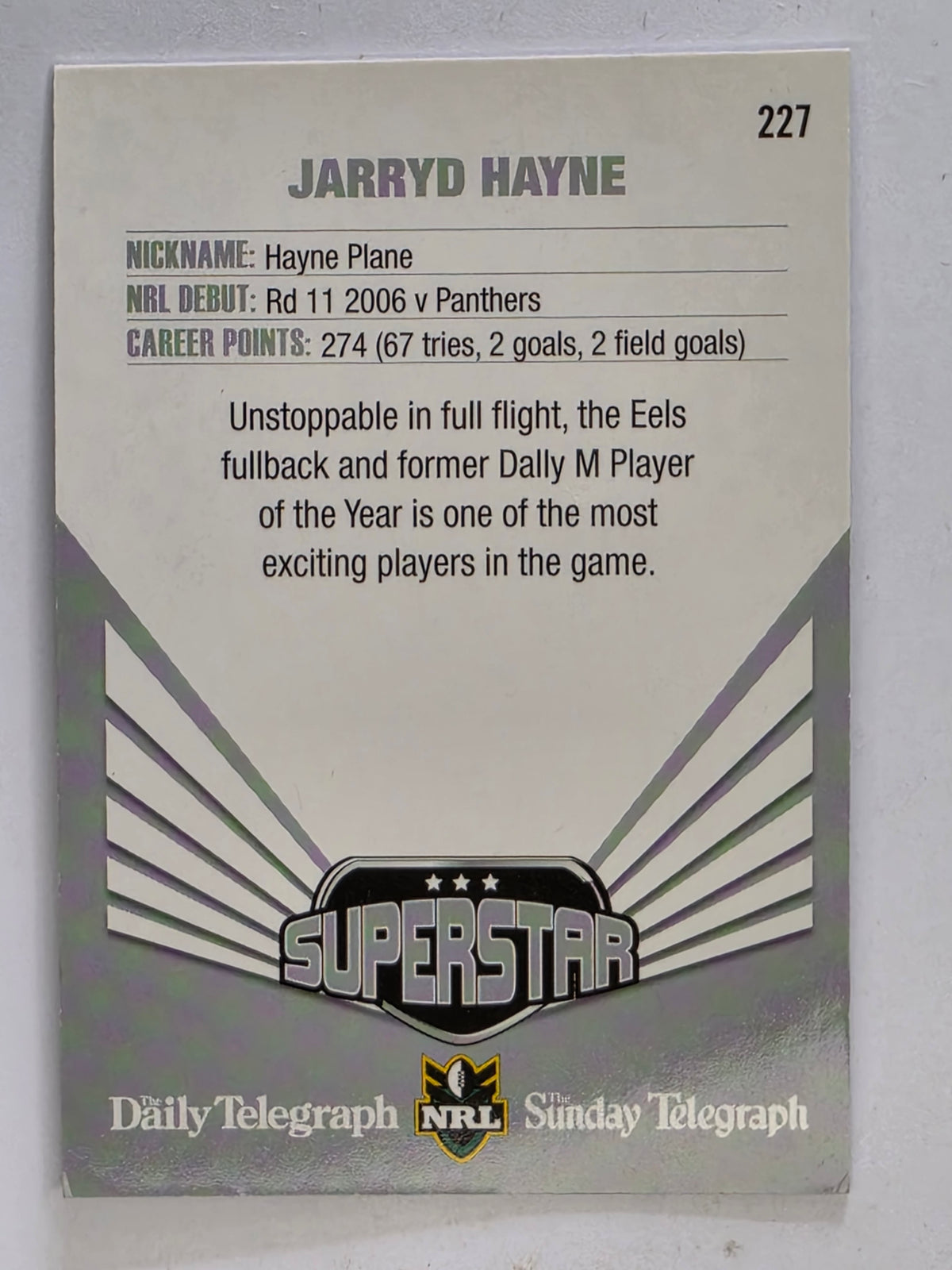 NRL 2012 Daily Telegraph | #227 Jarryd Hayne Superstar