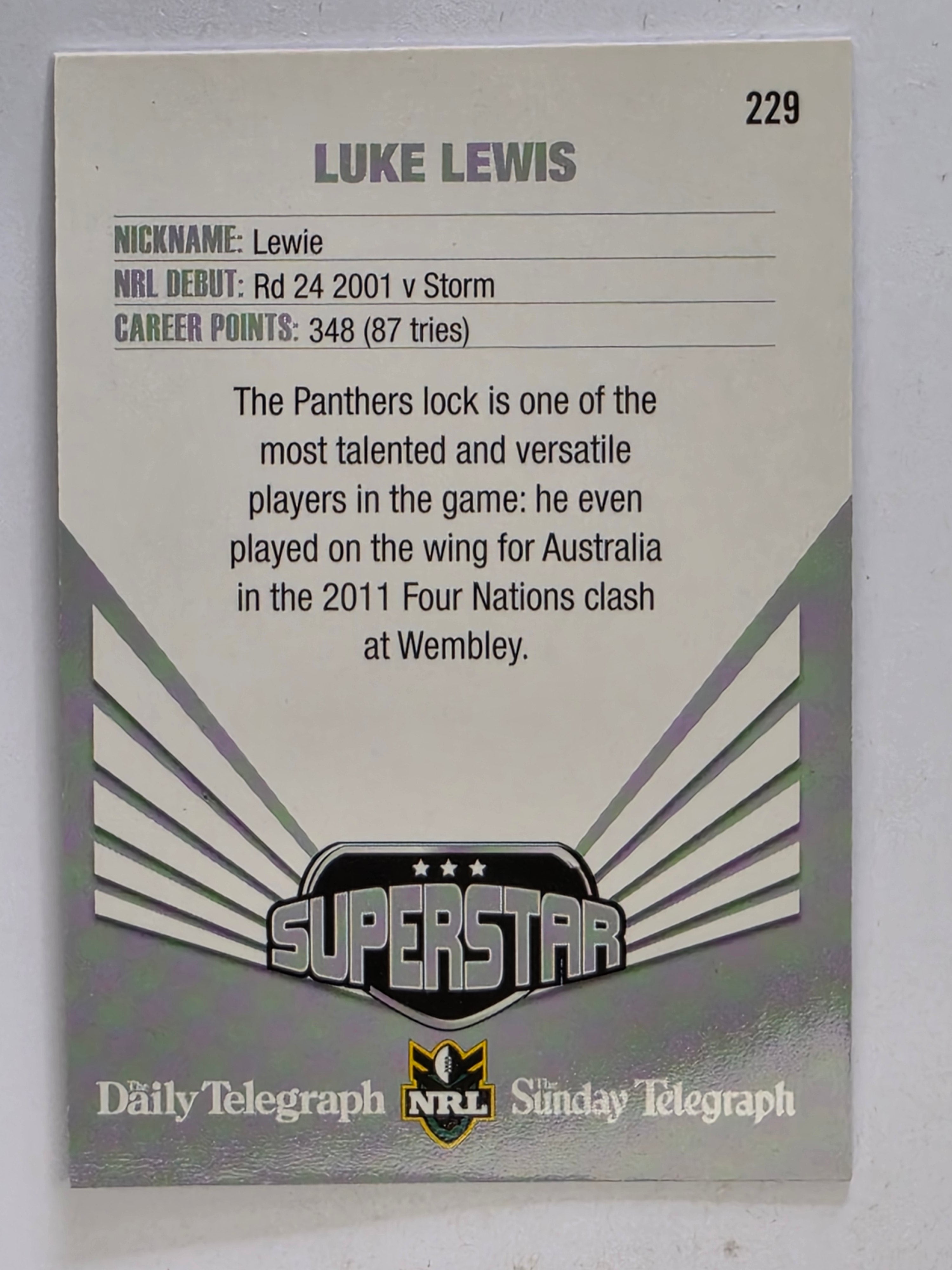 NRL 2012 Daily Telegraph | #229 Luke Lewis Superstar
