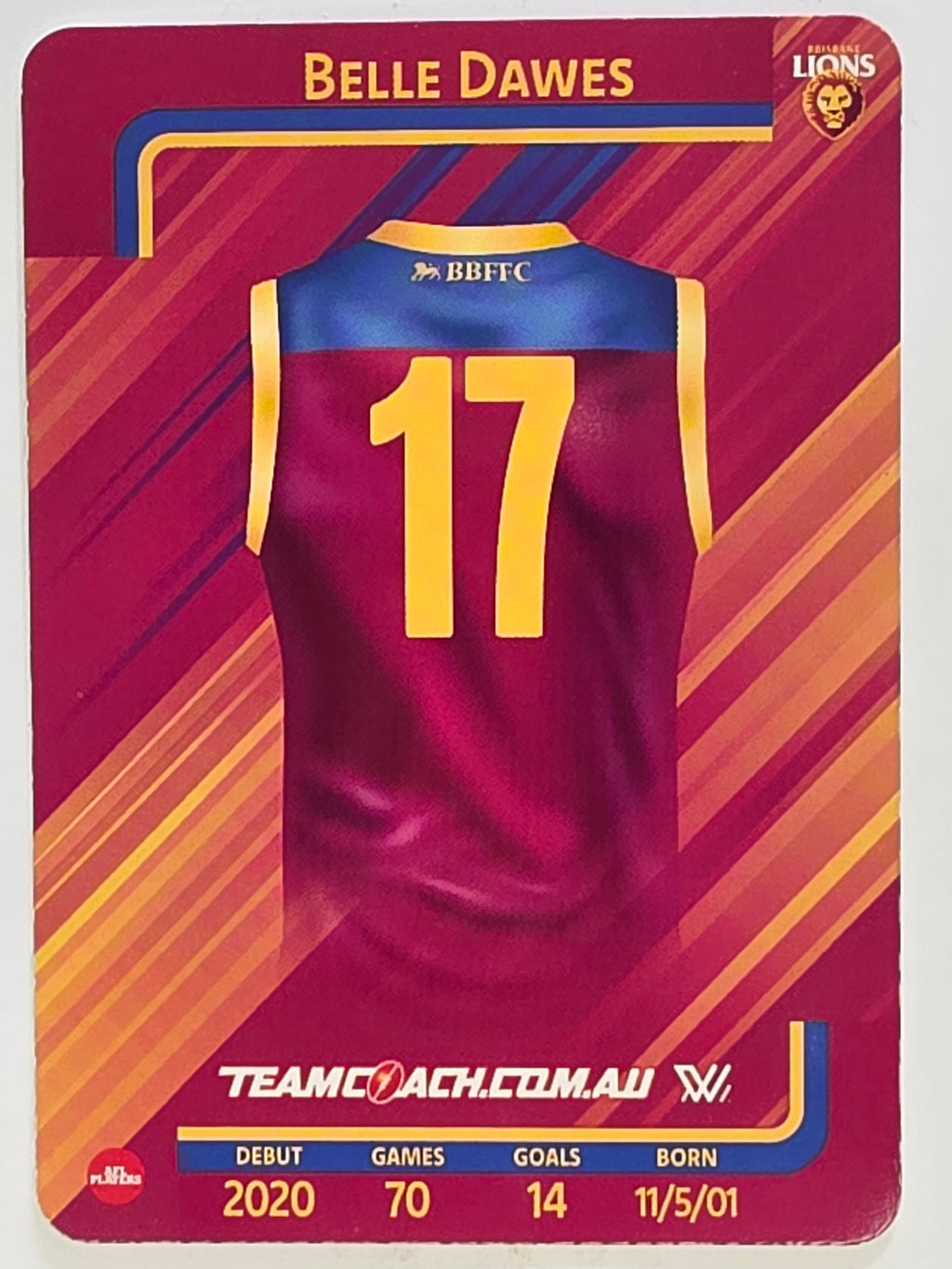 2025 AFLW TeamCoach | #008 Belle Dawes | Brisbane Lions
