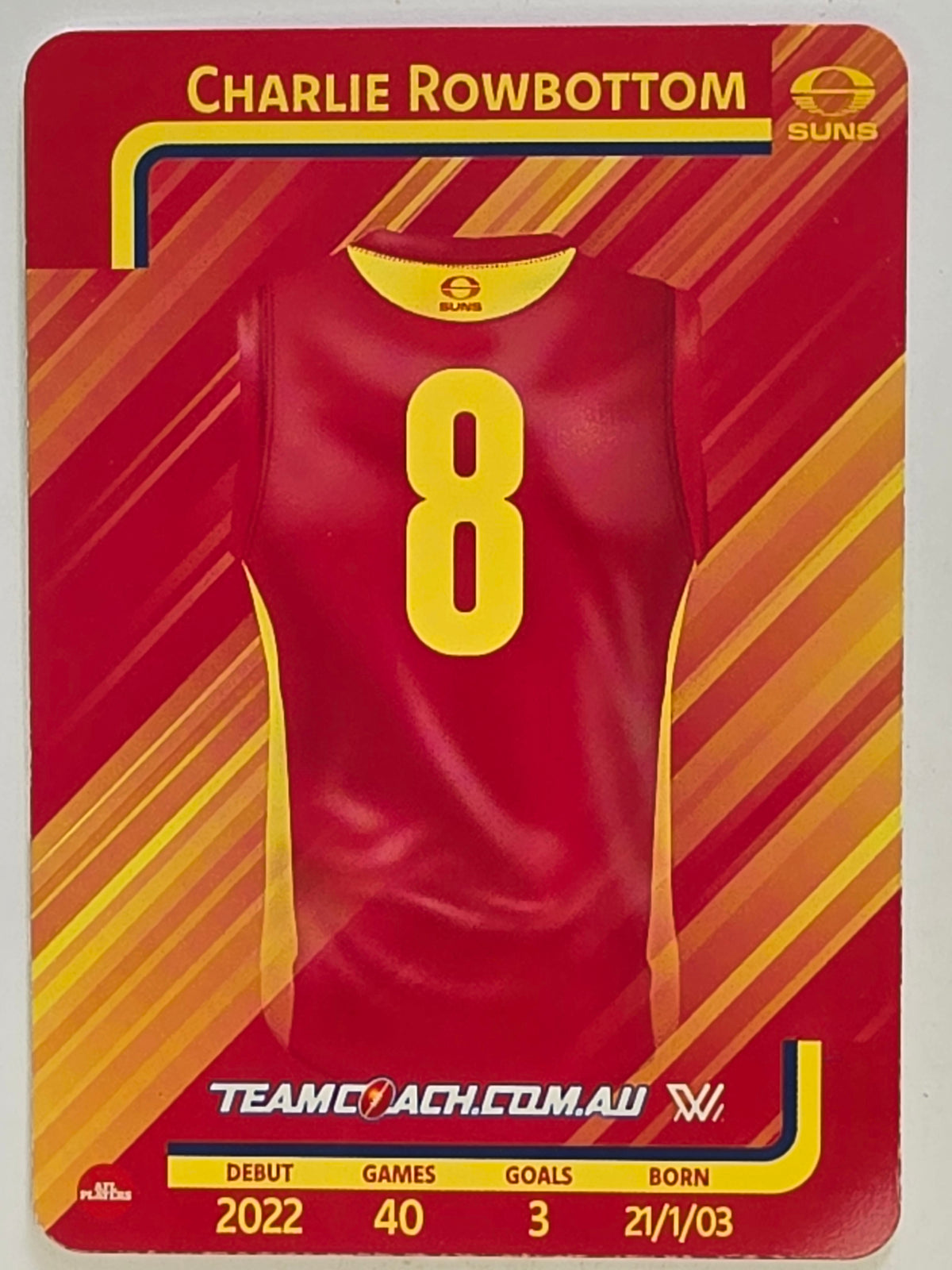 2025 AFLW TeamCoach | #039 Charlie Rowbottom | Gold Coast Suns