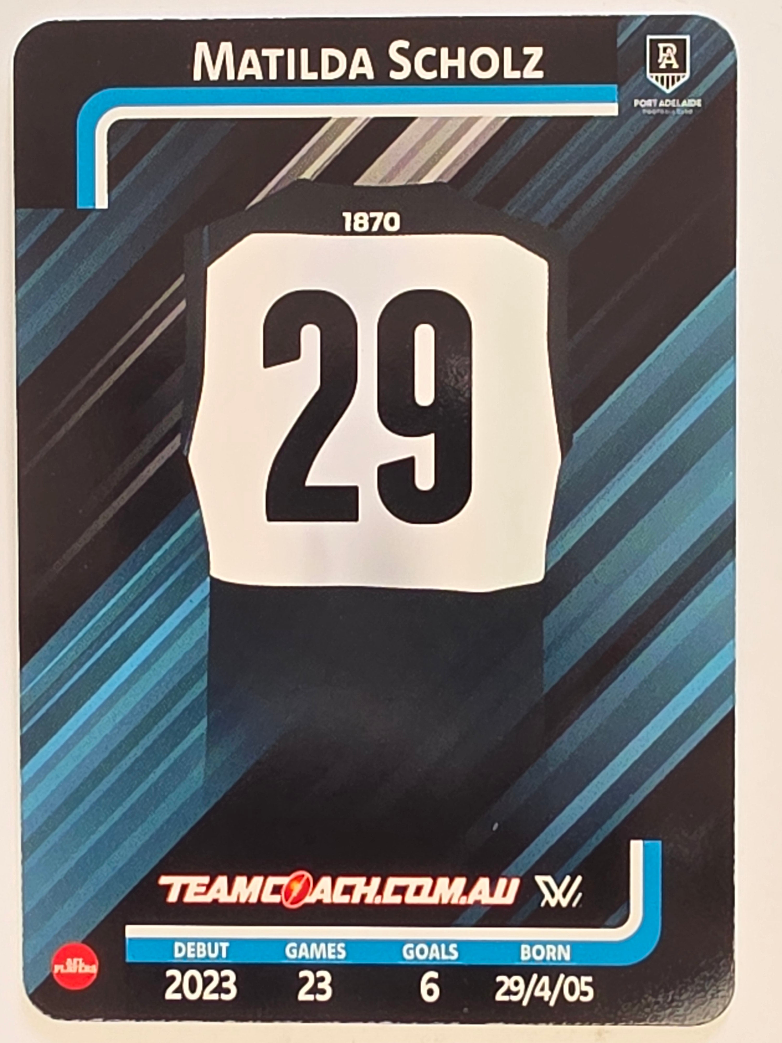 2025 AFLW TeamCoach | #065 Matilda Scholz | Port Adelaide Power