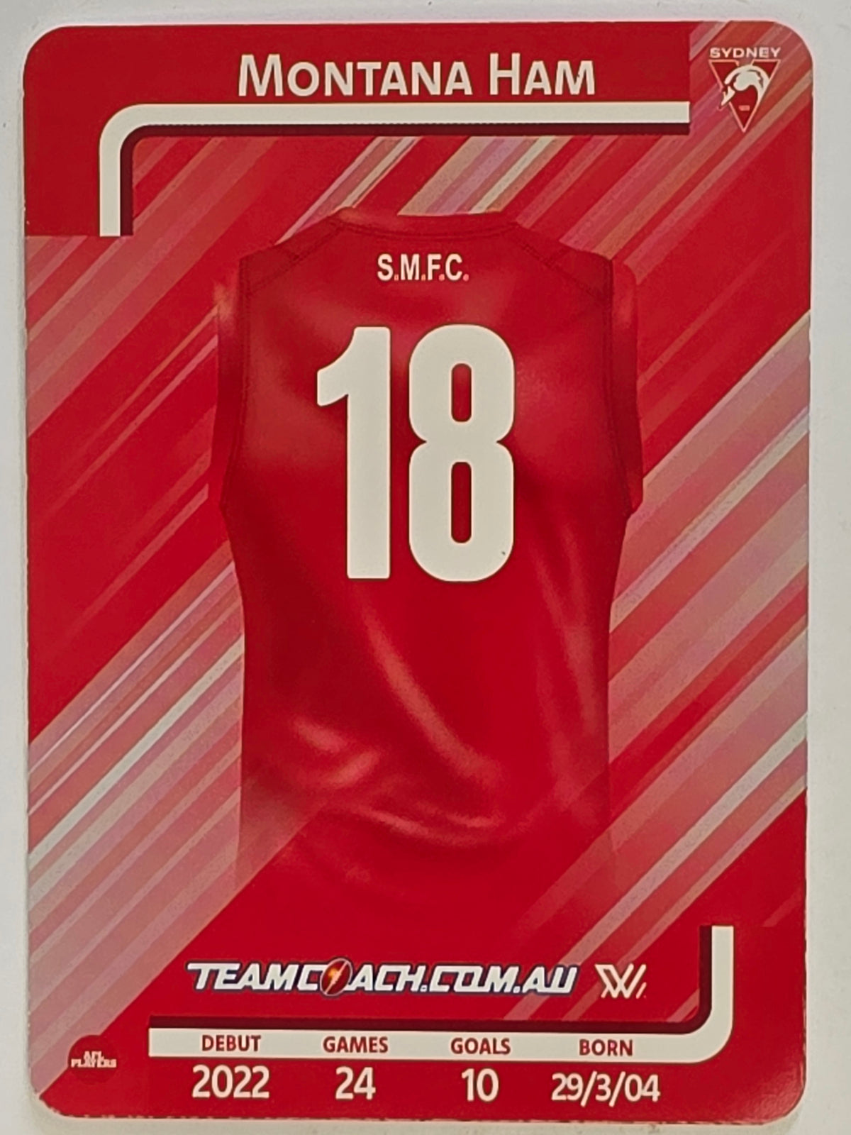 2025 AFLW TeamCoach | #077 Montana Ham | Sydney Swans