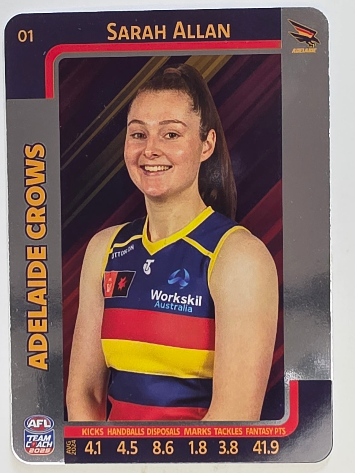 2025 AFLW TeamCoach | Silver Parallel #001 Sarah Allan | Adelaide Crows
