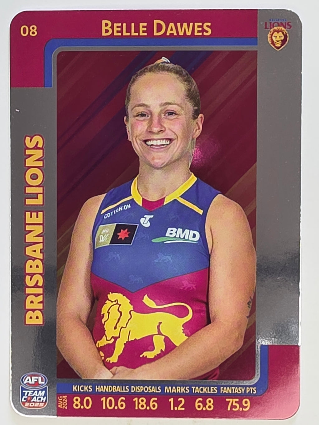 2025 AFLW TeamCoach | Silver Parallel #008 Belle Dawes | Brisbane Lions
