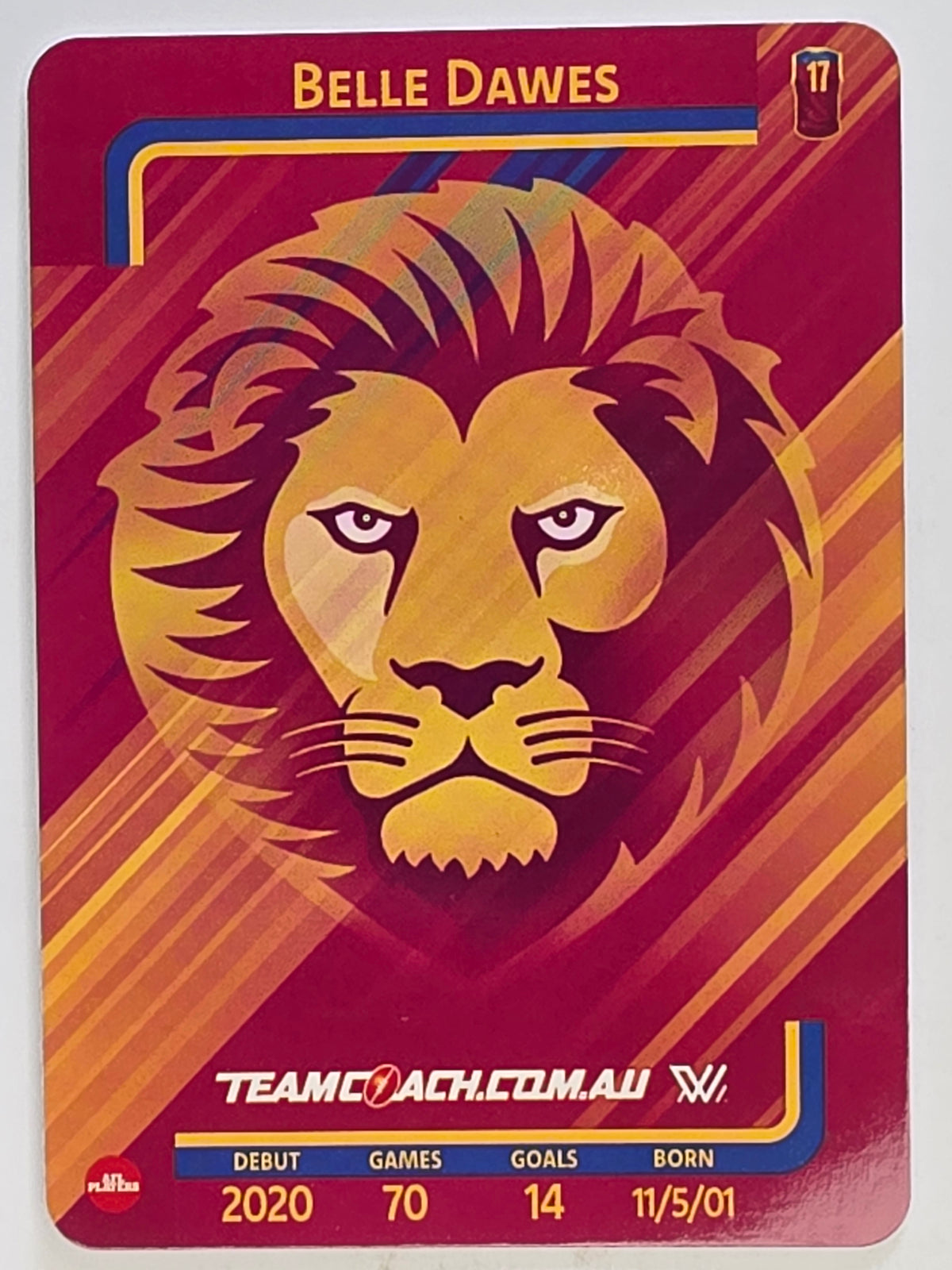 2025 AFLW TeamCoach | Silver Parallel #008 Belle Dawes | Brisbane Lions
