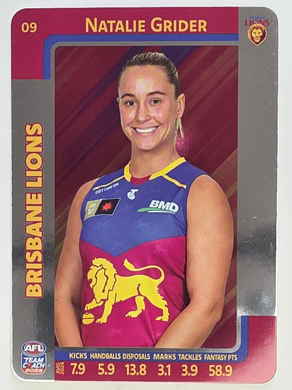 2025 AFLW TeamCoach | Silver Parallel #009 Natalie Grider | Brisbane Lions