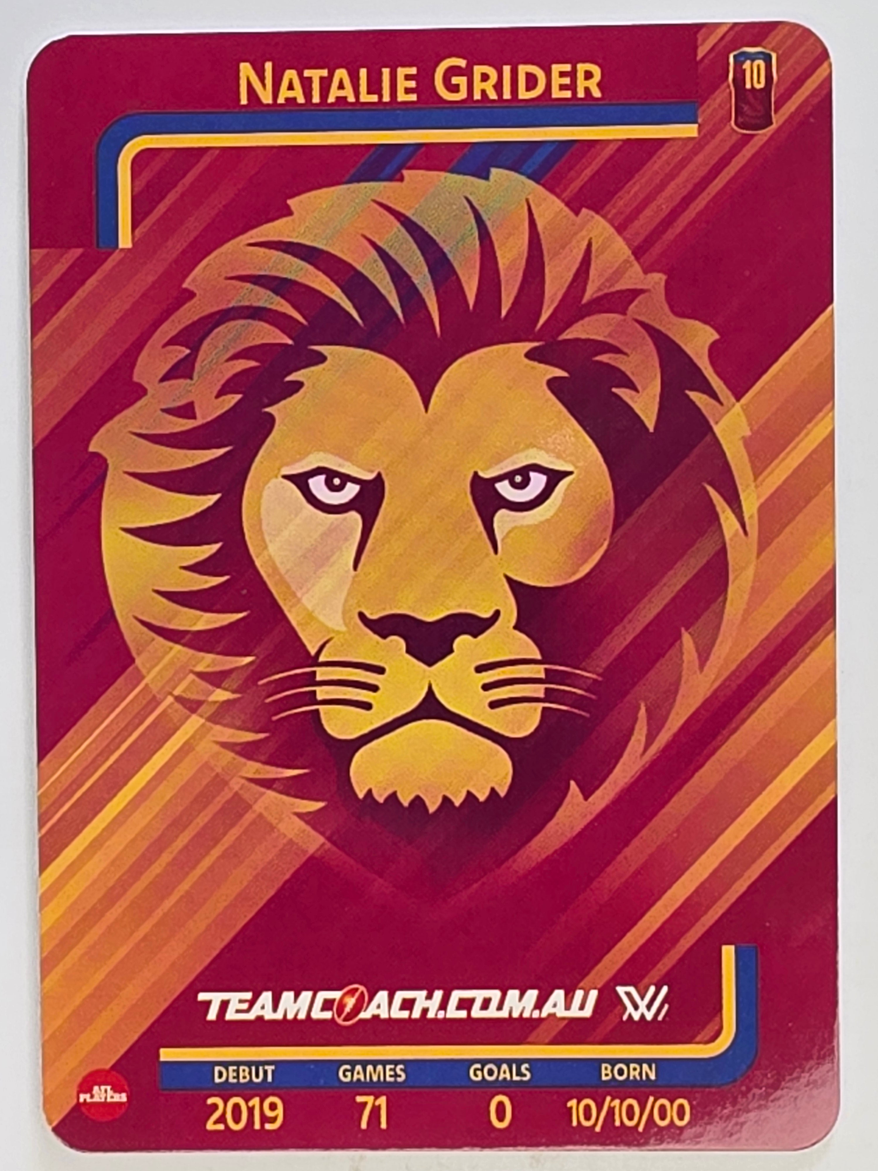 2025 AFLW TeamCoach | Silver Parallel #009 Natalie Grider | Brisbane Lions