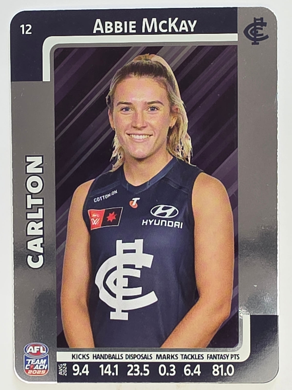 2025 AFLW TeamCoach | Silver Parallel #012 Abbie McKay | Carlton Blues