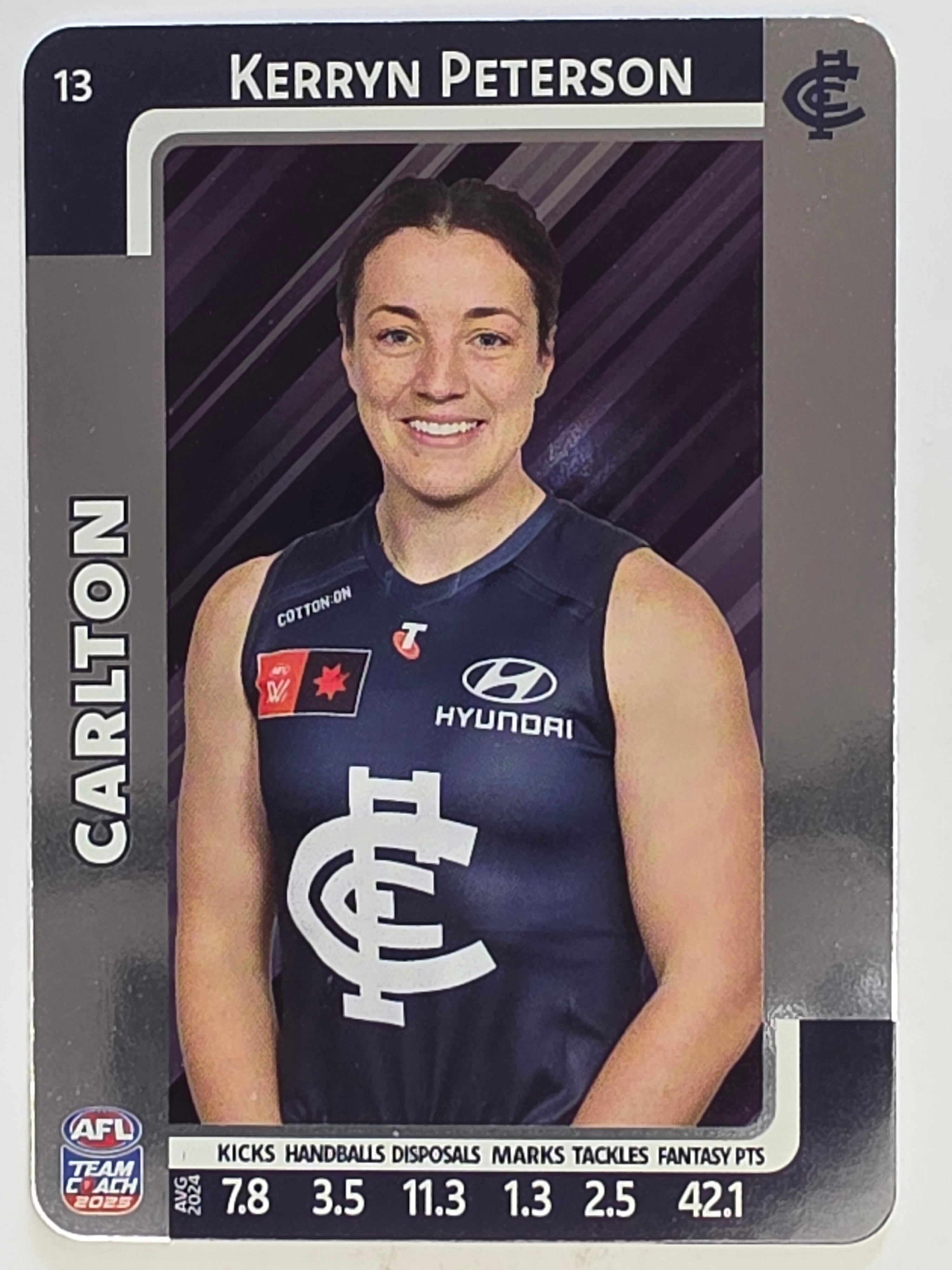 2025 AFLW TeamCoach | Silver Parallel #013 Kerryn Peterson | Carlton Blues