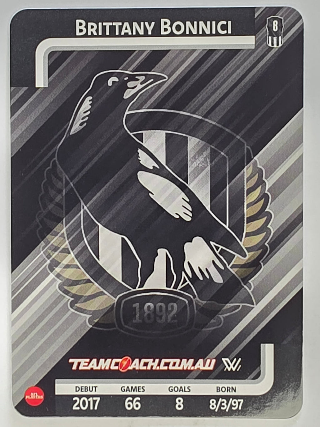 2025 AFLW TeamCoach | Silver Parallel #016 Brittany Bonnici | Collingwood Magpies