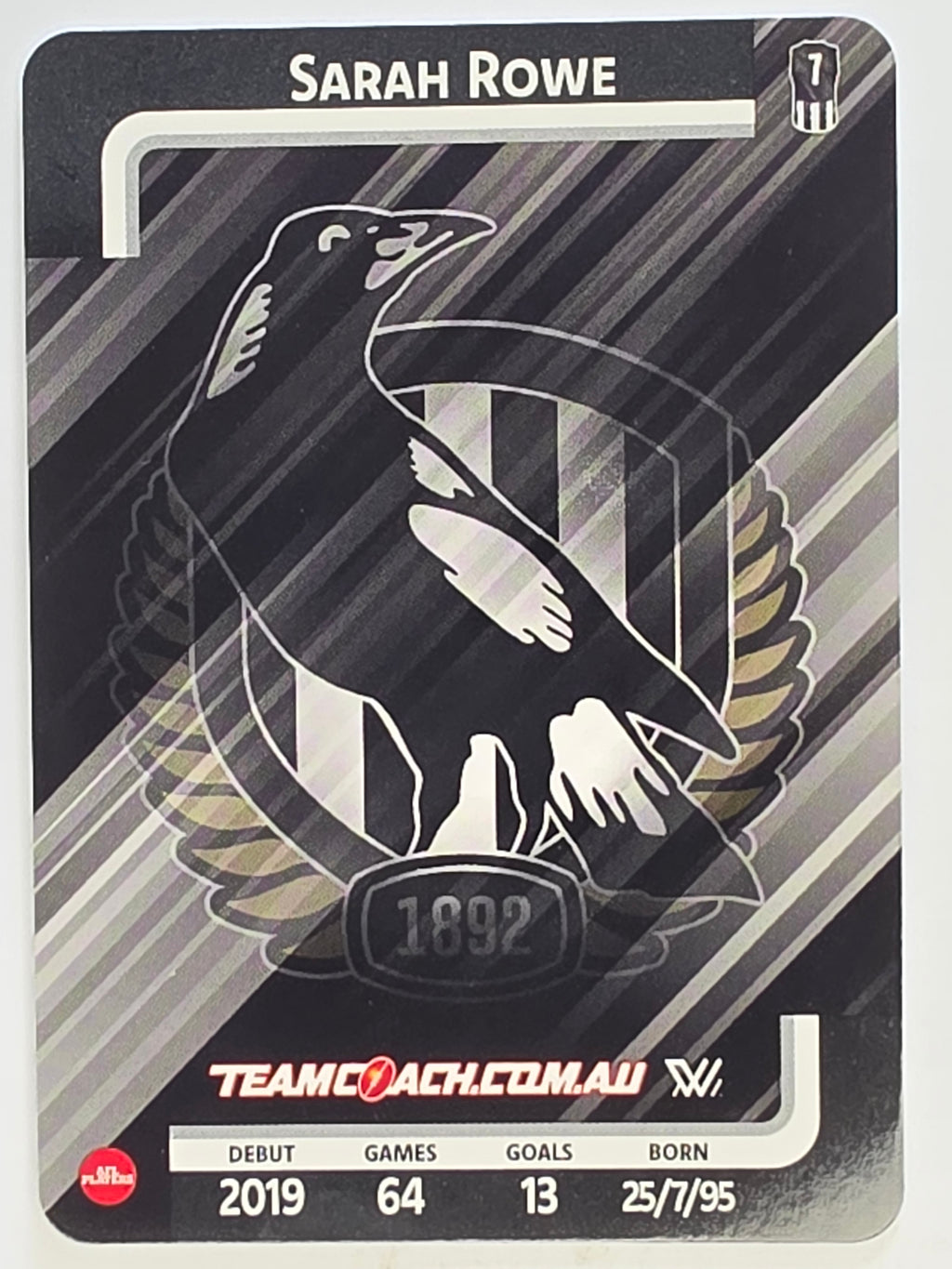 2025 AFLW TeamCoach | Silver Parallel #019 Sarah Rowe | Collingwood Magpies