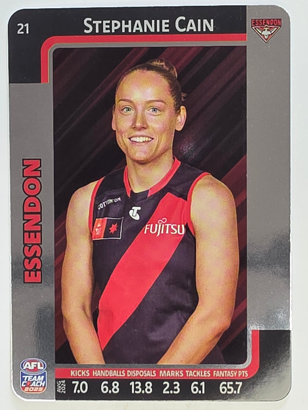 2025 AFLW TeamCoach | Silver Parallel #021 Stephanie Cain | Essendon Bombers