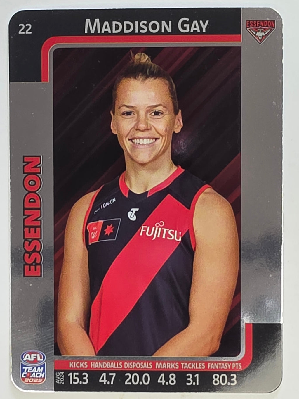 2025 AFLW TeamCoach | Silver Parallel #022 Maddison Gay | Essendon Bombers
