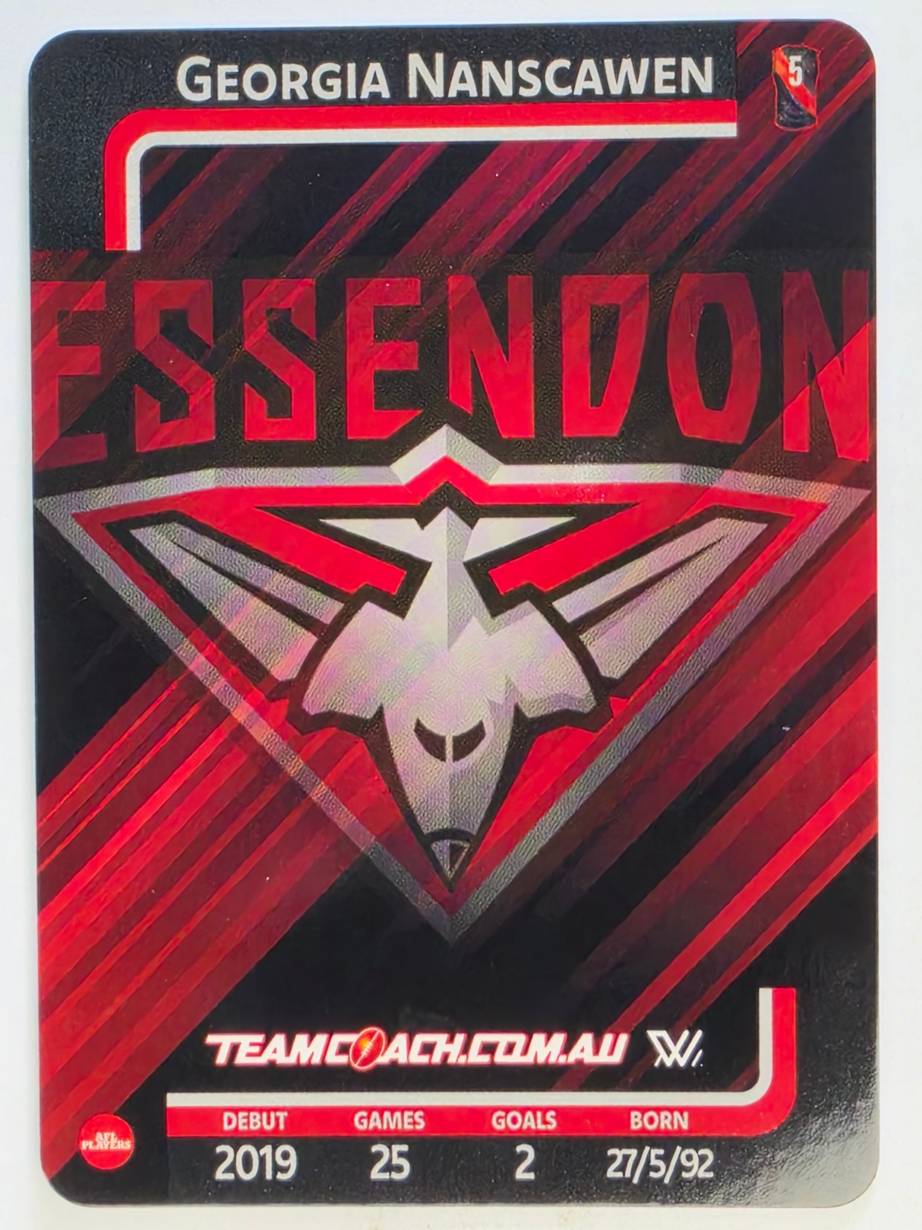 2025 AFLW TeamCoach | Silver Parallel #023 Georgia Nanscawen | Essendon Bombers