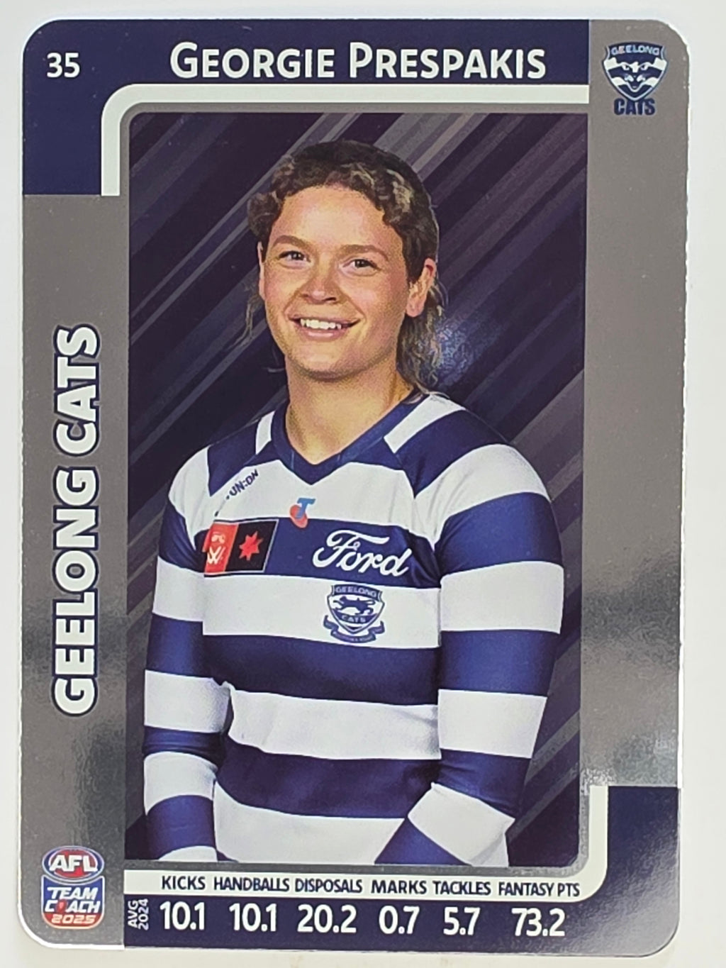 2025 AFLW TeamCoach | Silver Parallel #035 Georgie Prespakis | Geelong Cats