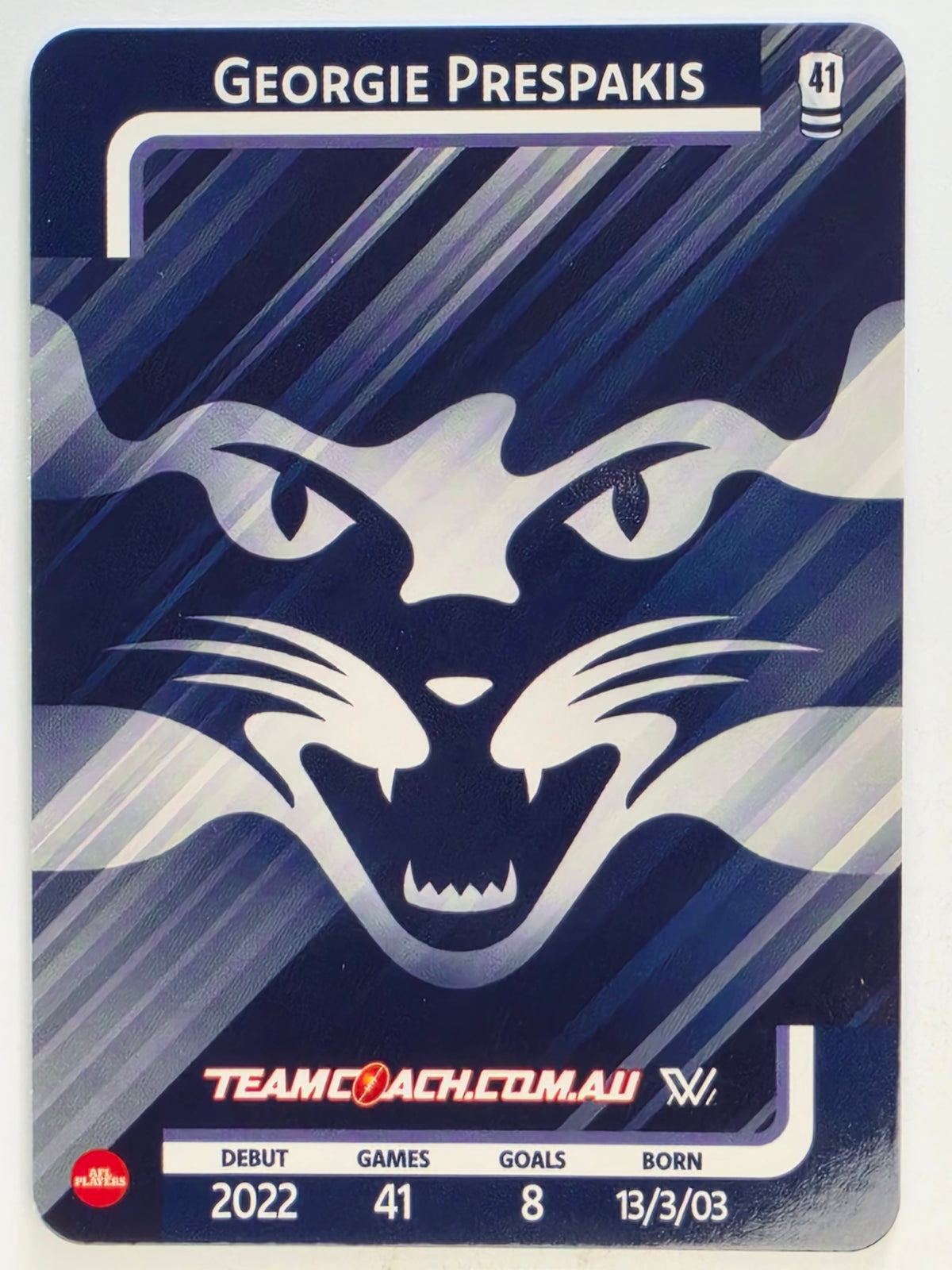 2025 AFLW TeamCoach | Silver Parallel #035 Georgie Prespakis | Geelong Cats