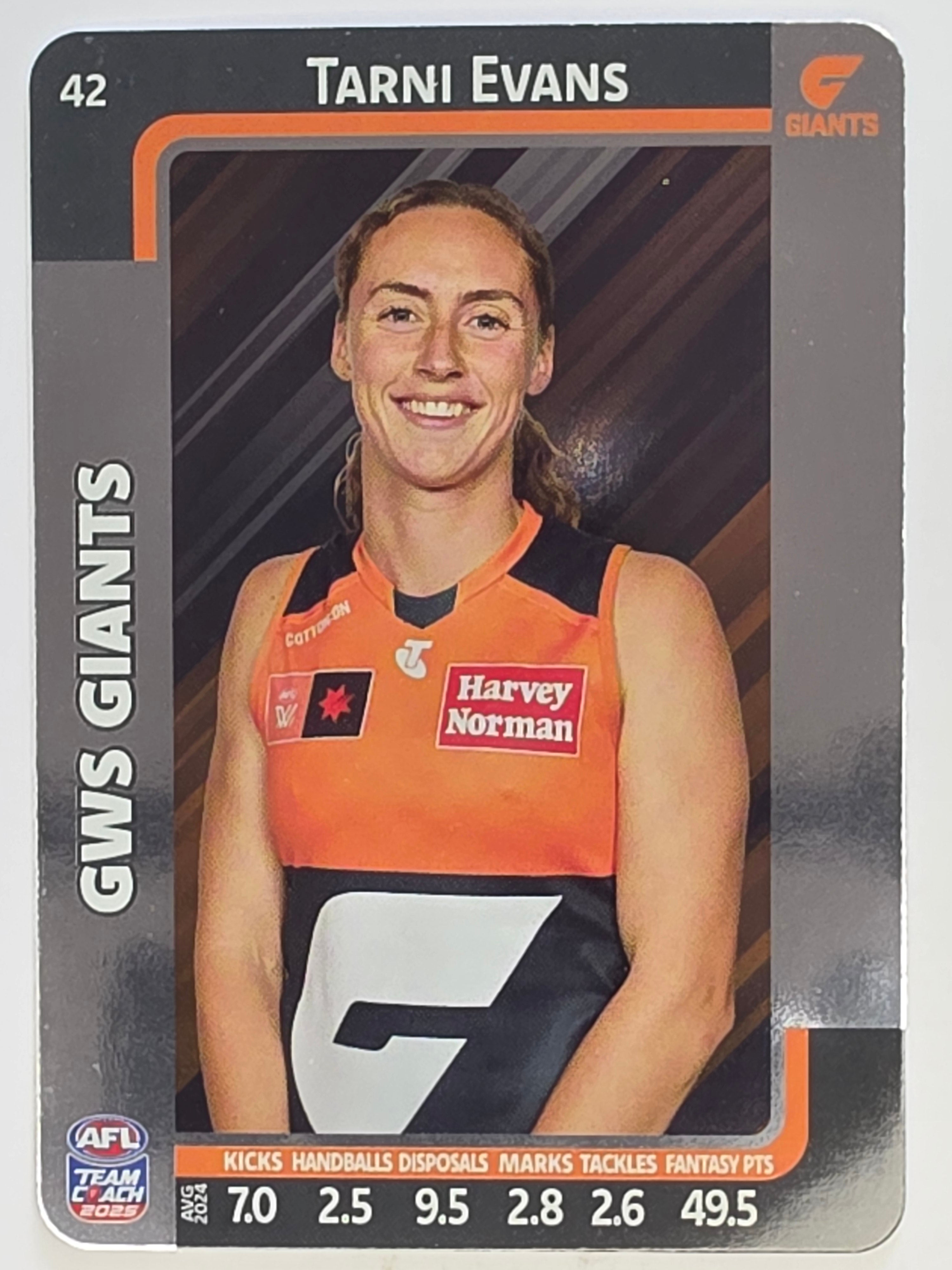 2025 AFLW TeamCoach | Silver Parallel #042 Tarni Evans | Greater Western Sydney Giants