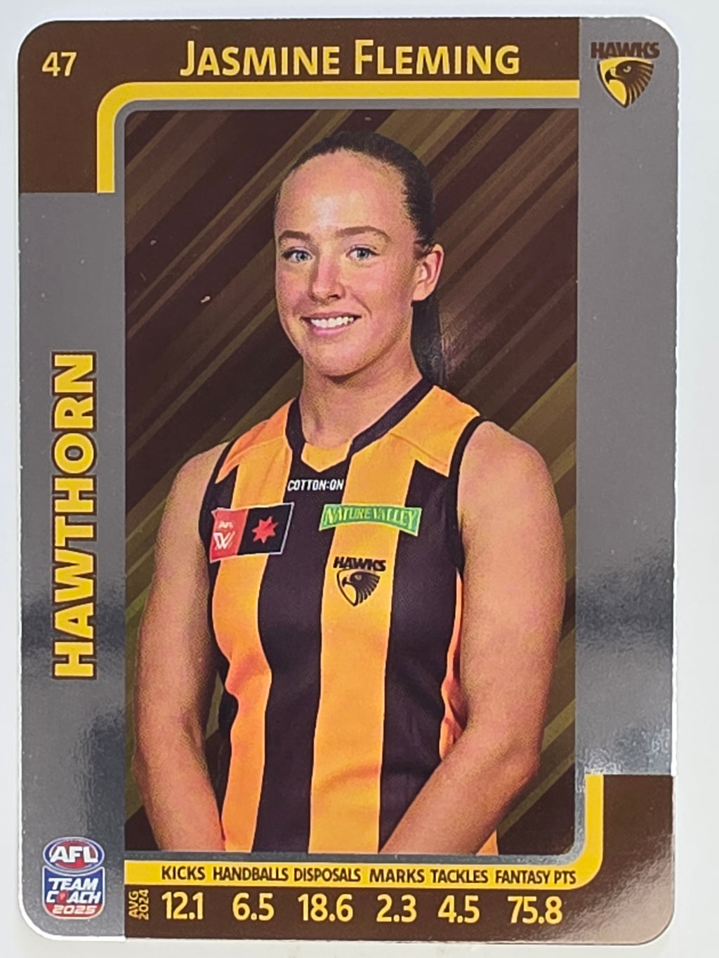 2025 AFLW TeamCoach | Silver Parallel #047 Jasmine Fleming | Hawthorn Hawks