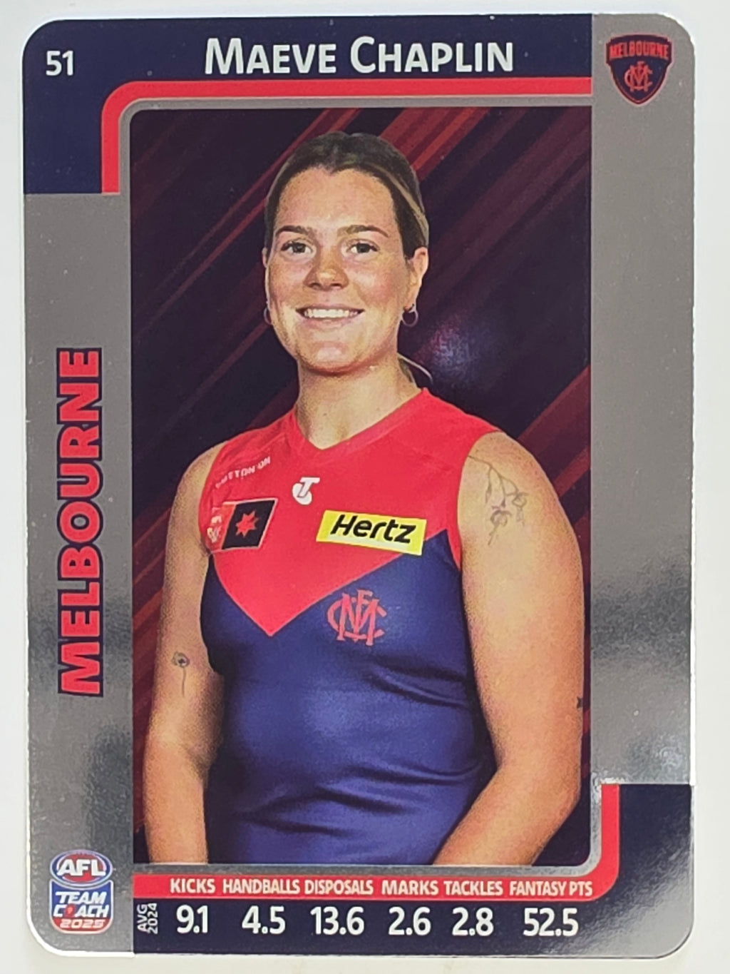 2025 AFLW TeamCoach | Silver Parallel #051 Maeve Chaplin | Melbourne Demons