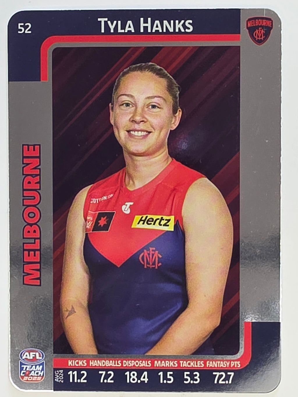 2025 AFLW TeamCoach | Silver Parallel #052 Tyla Hanks | Melbourne Demons