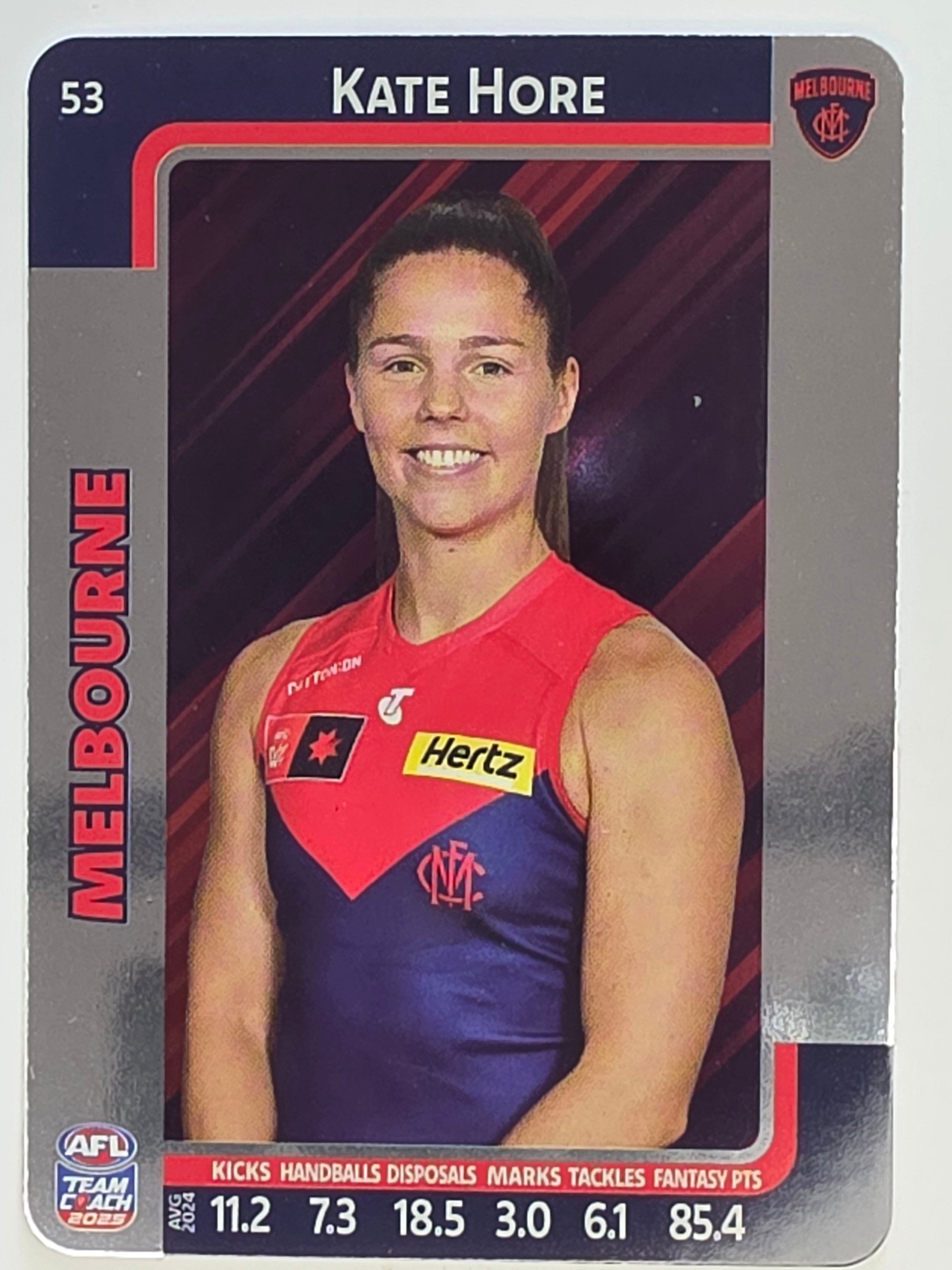 2025 AFLW TeamCoach | Silver Parallel #053 Kate Hore | Melbourne Demons