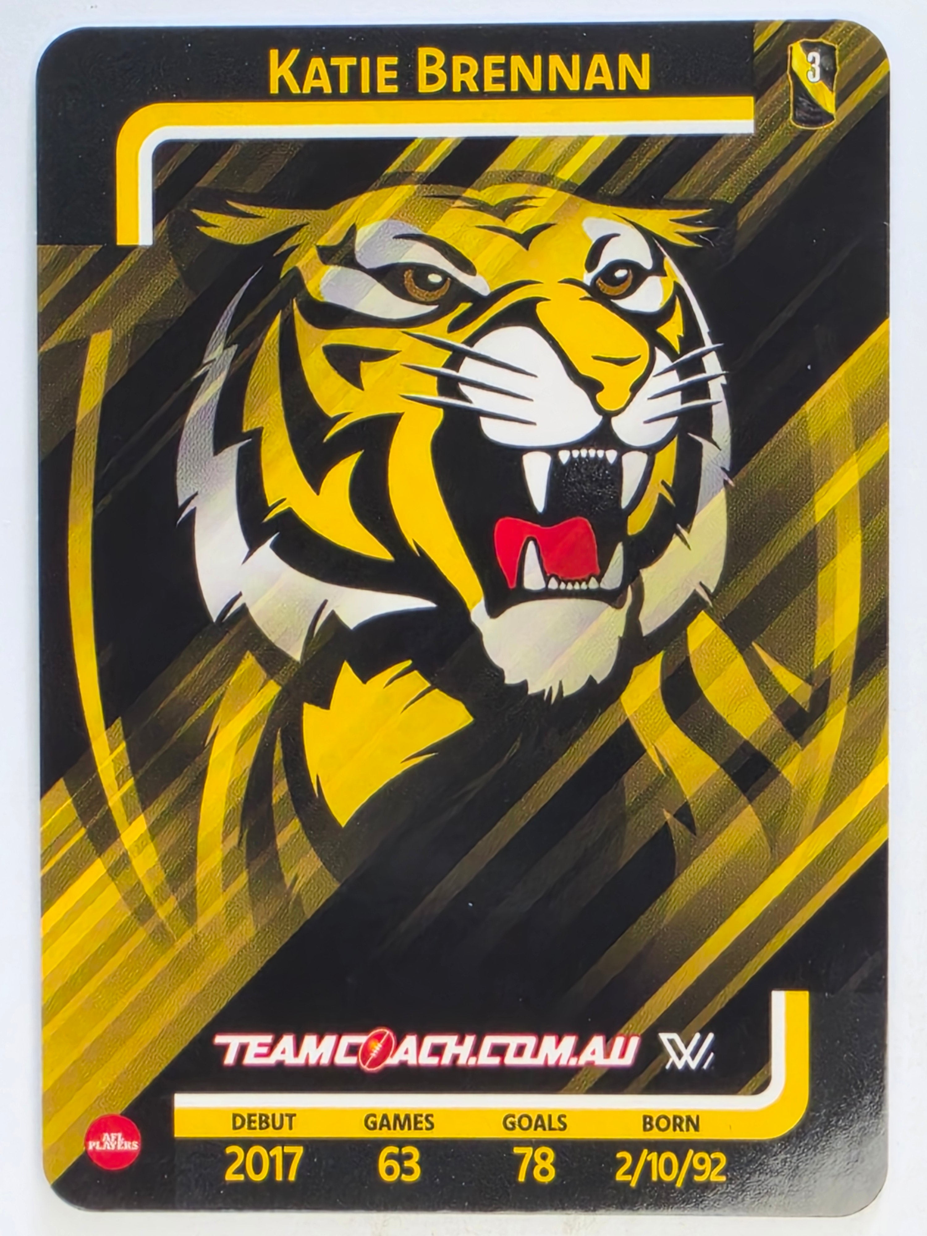 2025 AFLW TeamCoach | Silver Parallel #066 Katie Brennan | Richmond Tigers