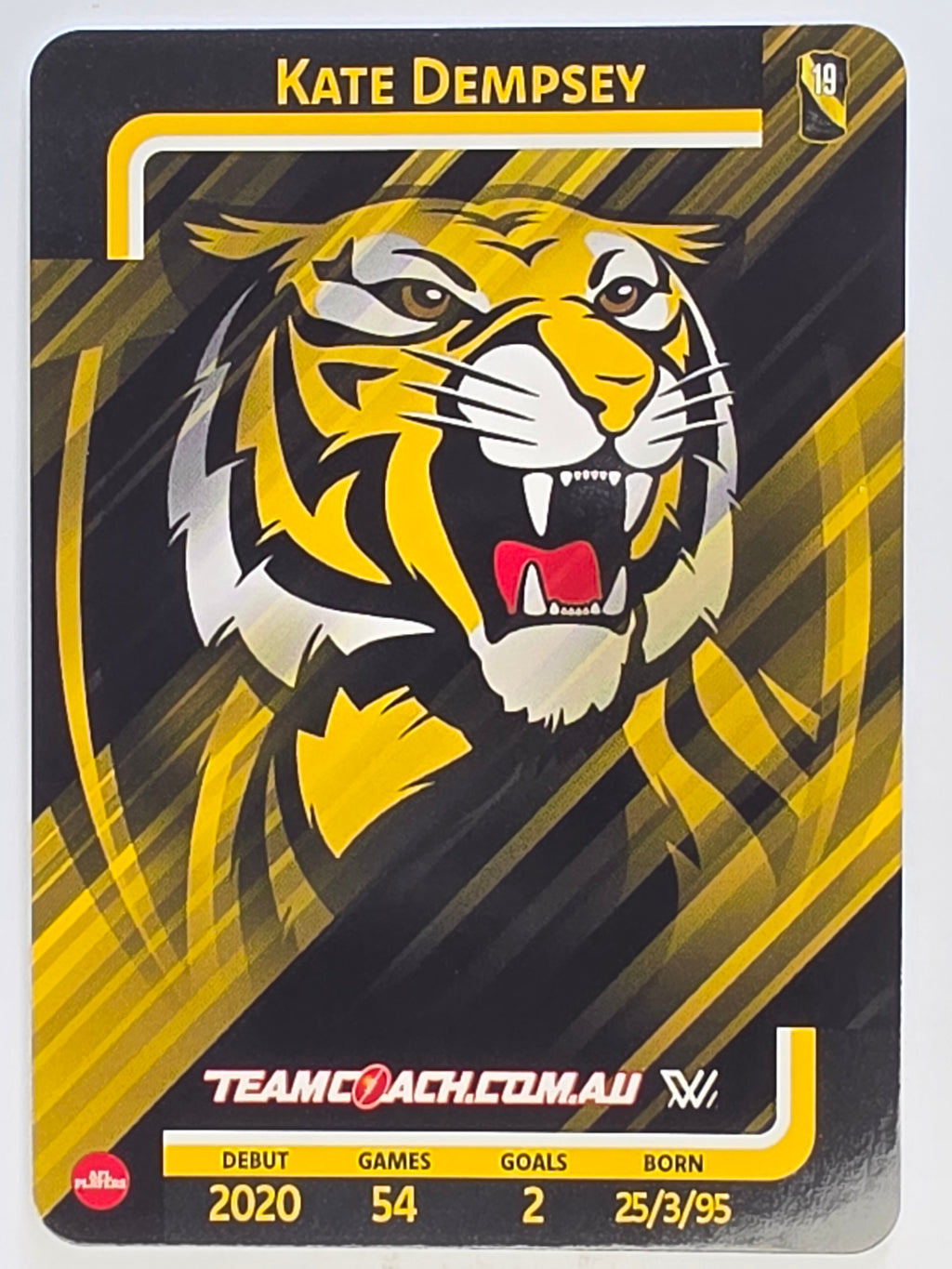 2025 AFLW TeamCoach | Silver Parallel #068 Kate Dempsey | Richmond Tigers