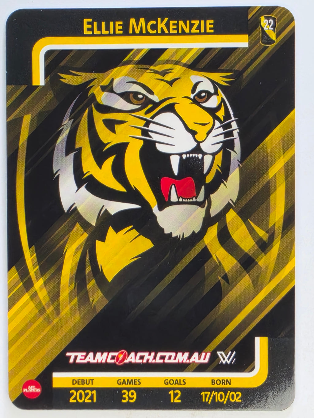 2025 AFLW TeamCoach | Silver Parallel #069 Ellie McKenzie | Richmond Tigers