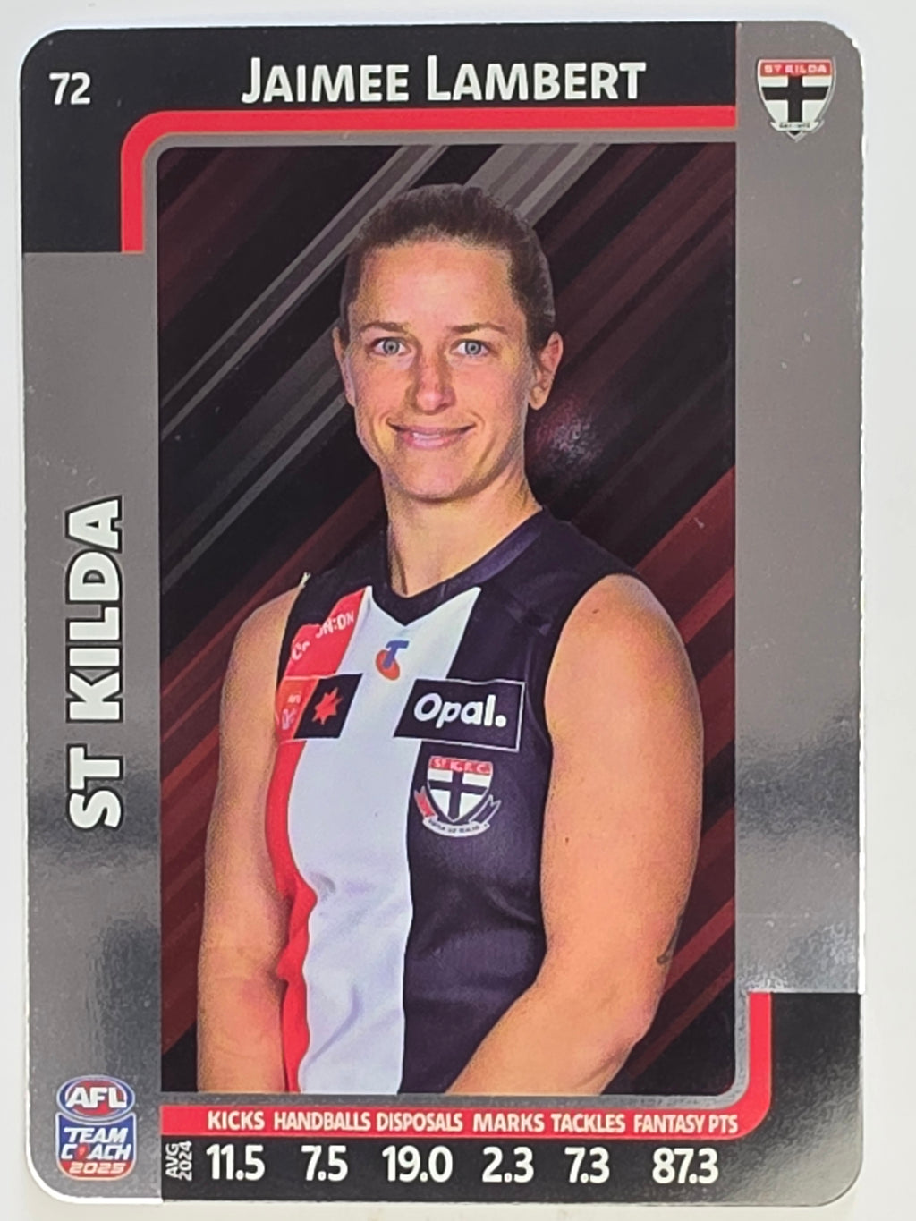 2025 AFLW TeamCoach | Silver Parallel #072 Jaimee Lambert | St. Kilda Saints
